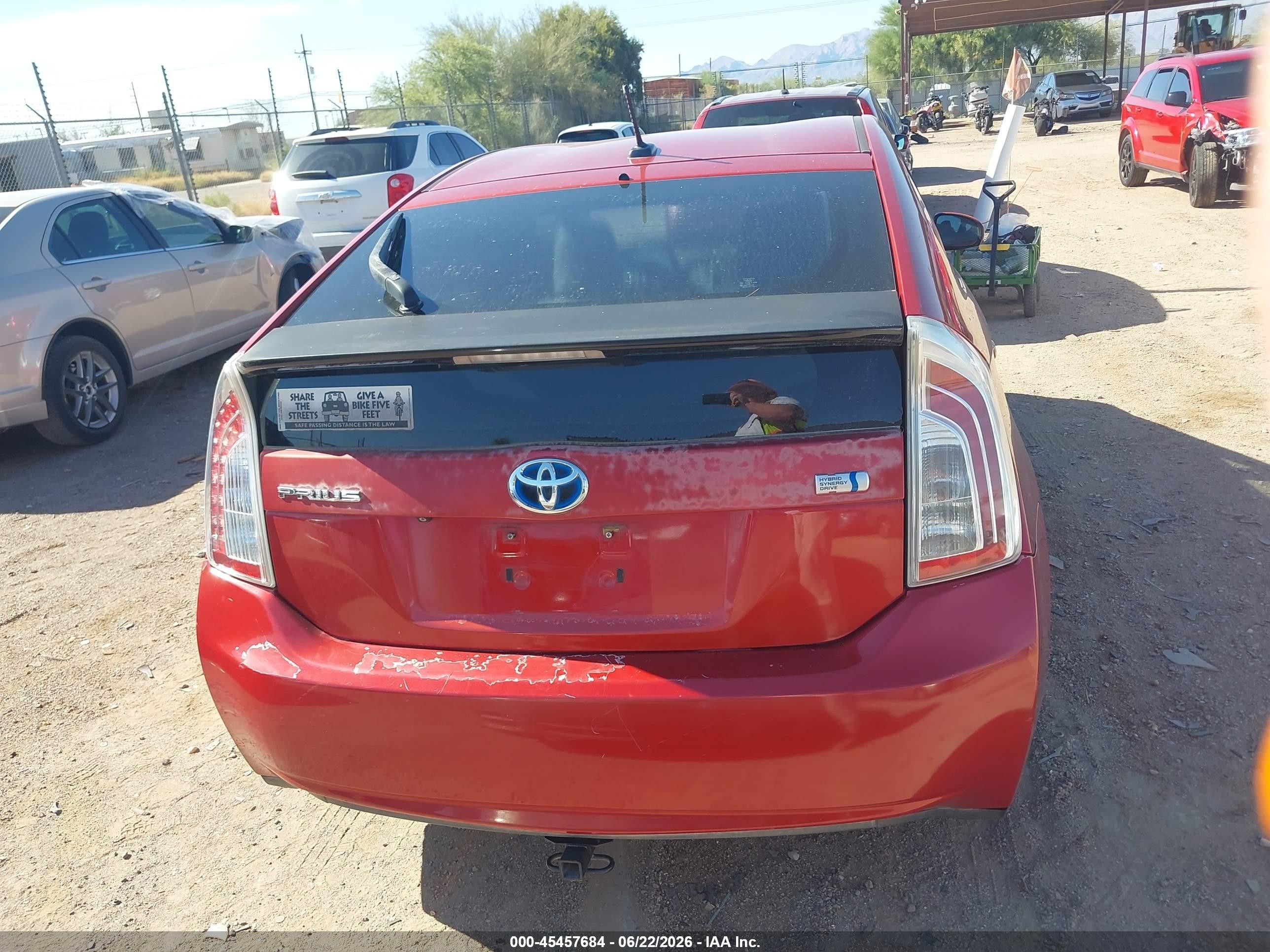 2012 Toyota Prius Four Red vin: JTDKN3DU6C1512160