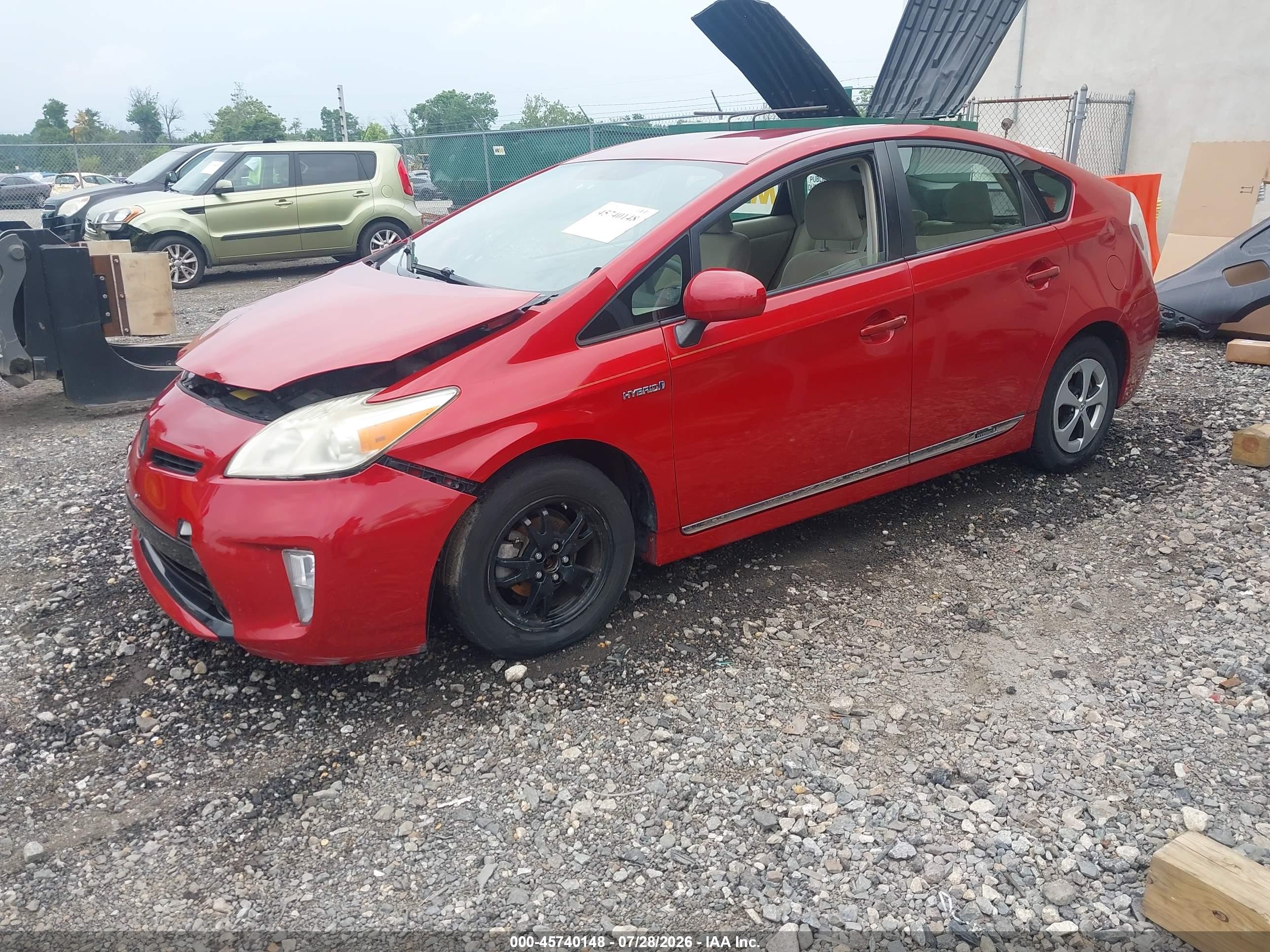 2012 Toyota Prius Three Red vin: JTDKN3DU6C5489133
