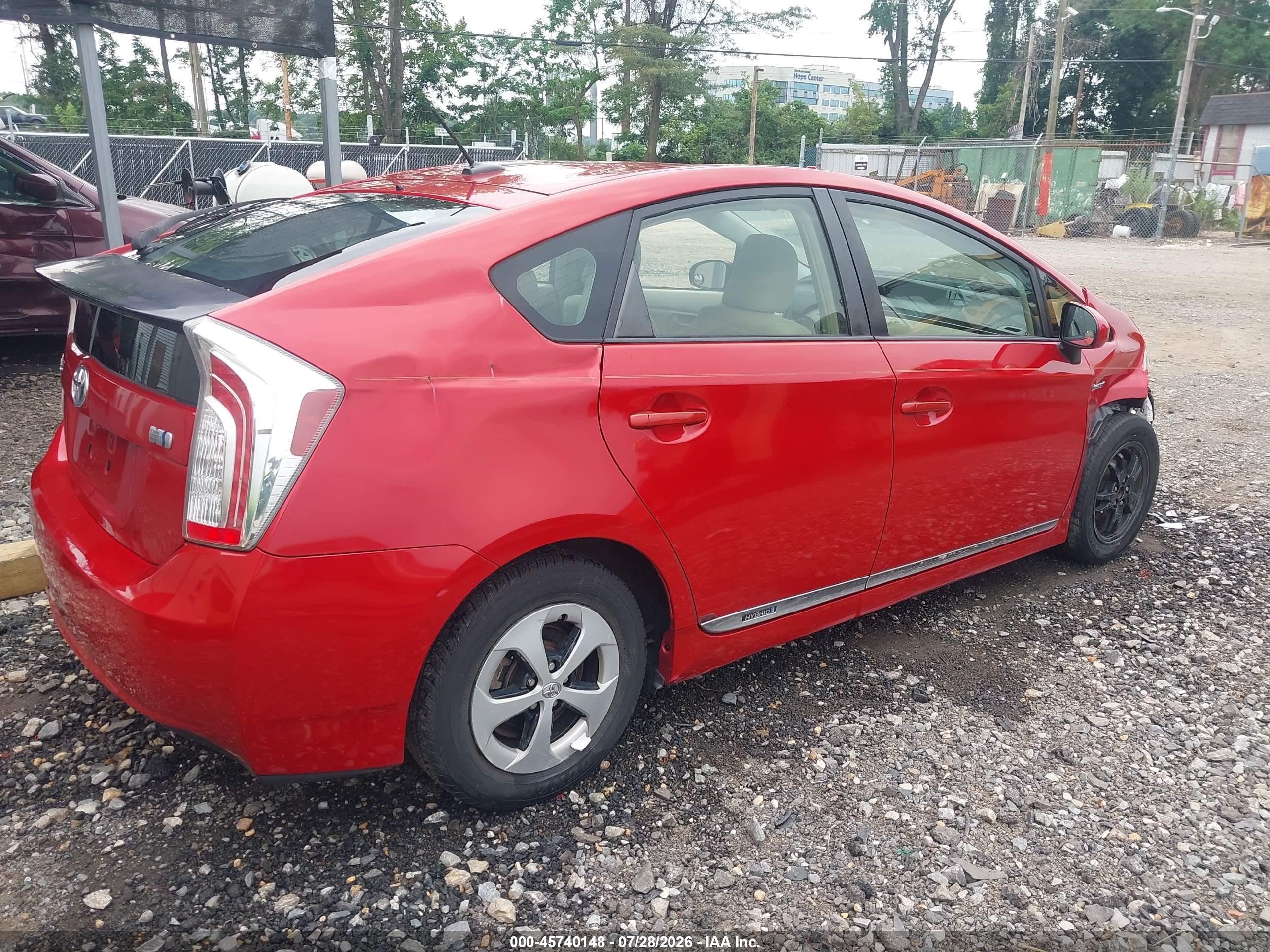 2012 Toyota Prius Three Red vin: JTDKN3DU6C5489133