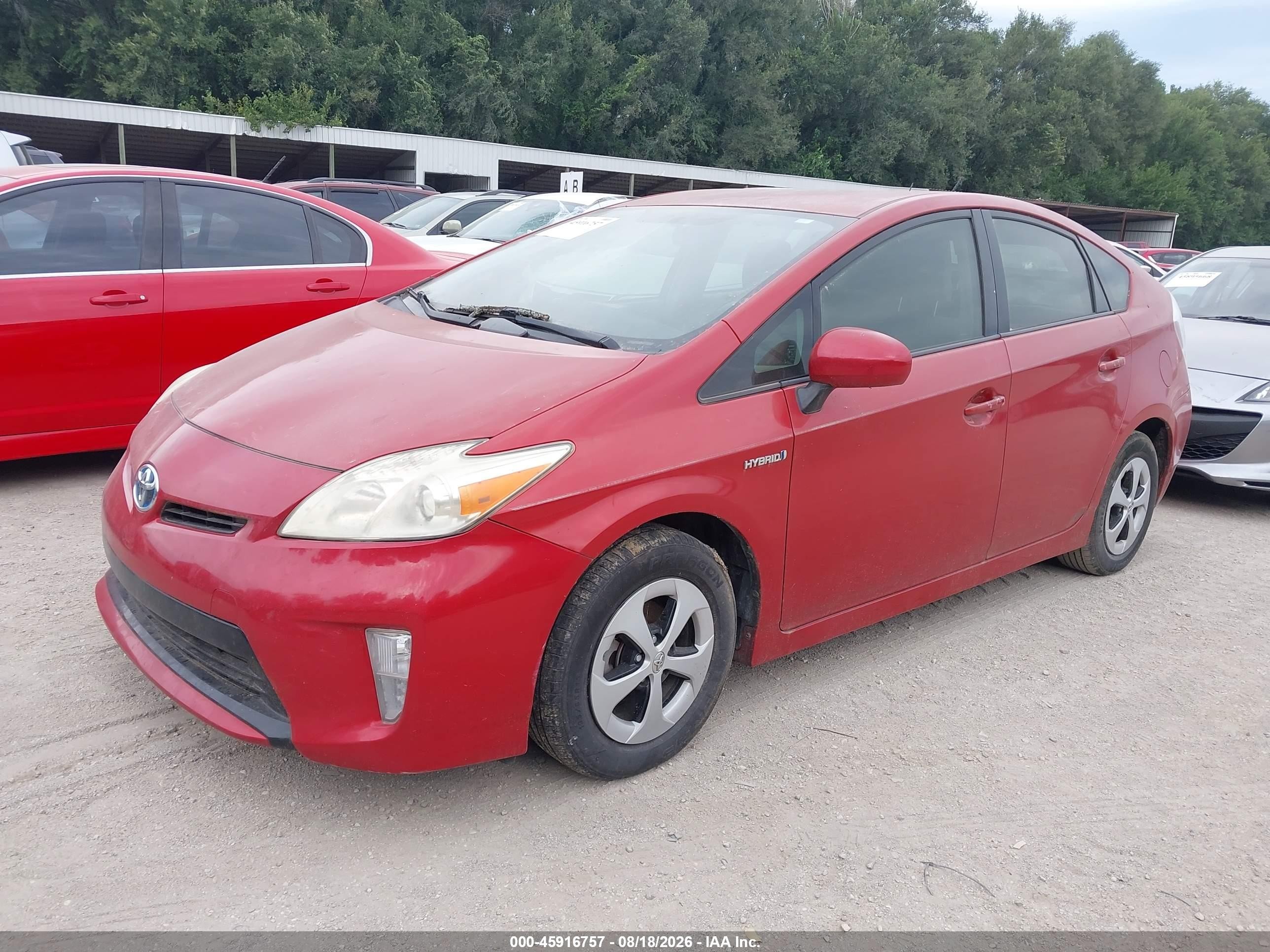 2013 Toyota Prius Two Red vin: JTDKN3DU6D1632624