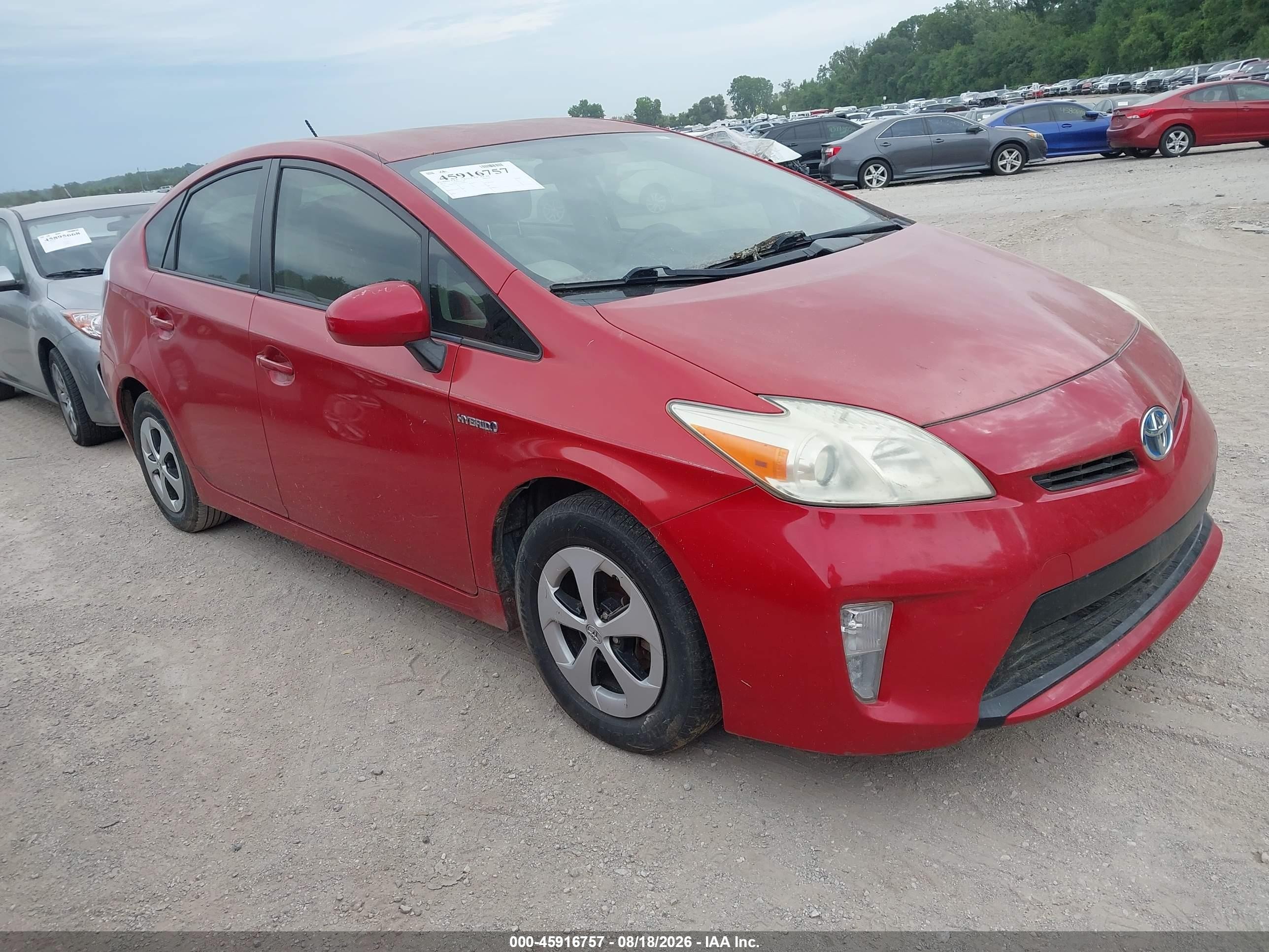 2013 Toyota Prius Two Red vin: JTDKN3DU6D1632624