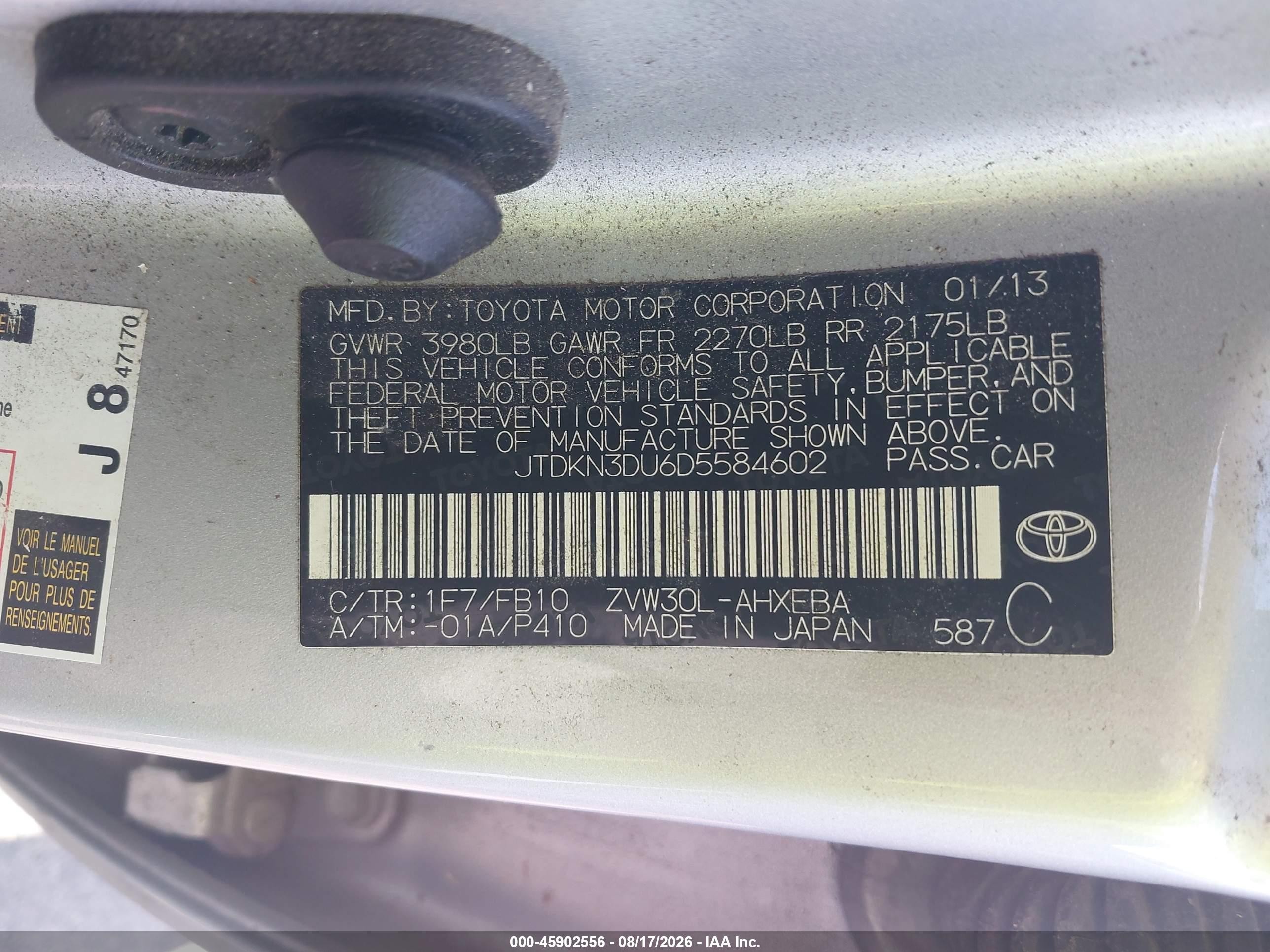 2013 Toyota Prius Two Silver vin: JTDKN3DU6D5584602