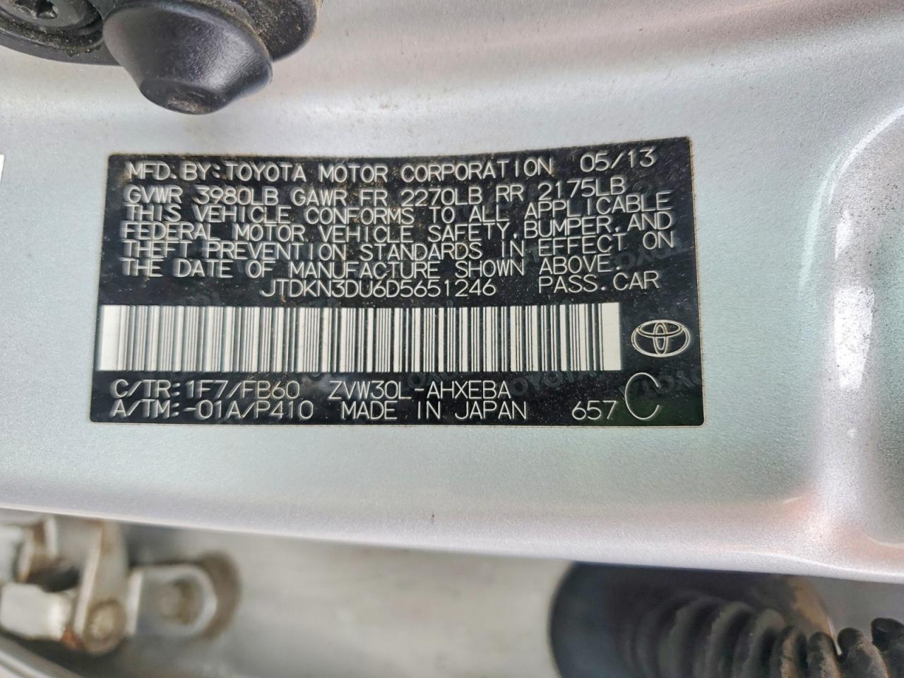 2013 Toyota Prius Two Silver vin: JTDKN3DU6D5651246