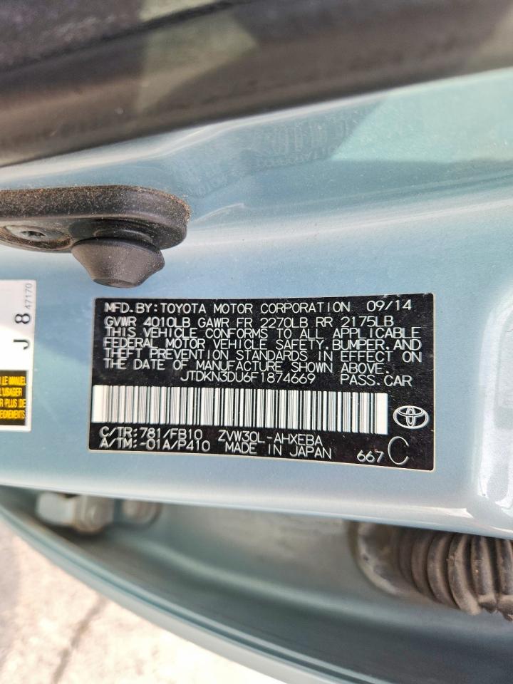 2015 Toyota Prius Two Teal vin: JTDKN3DU6F1874669