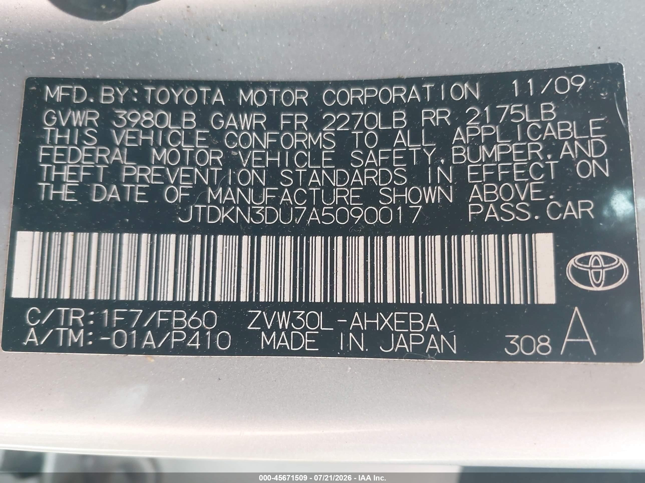 2010 Toyota Prius Ii Silver vin: JTDKN3DU7A5090017
