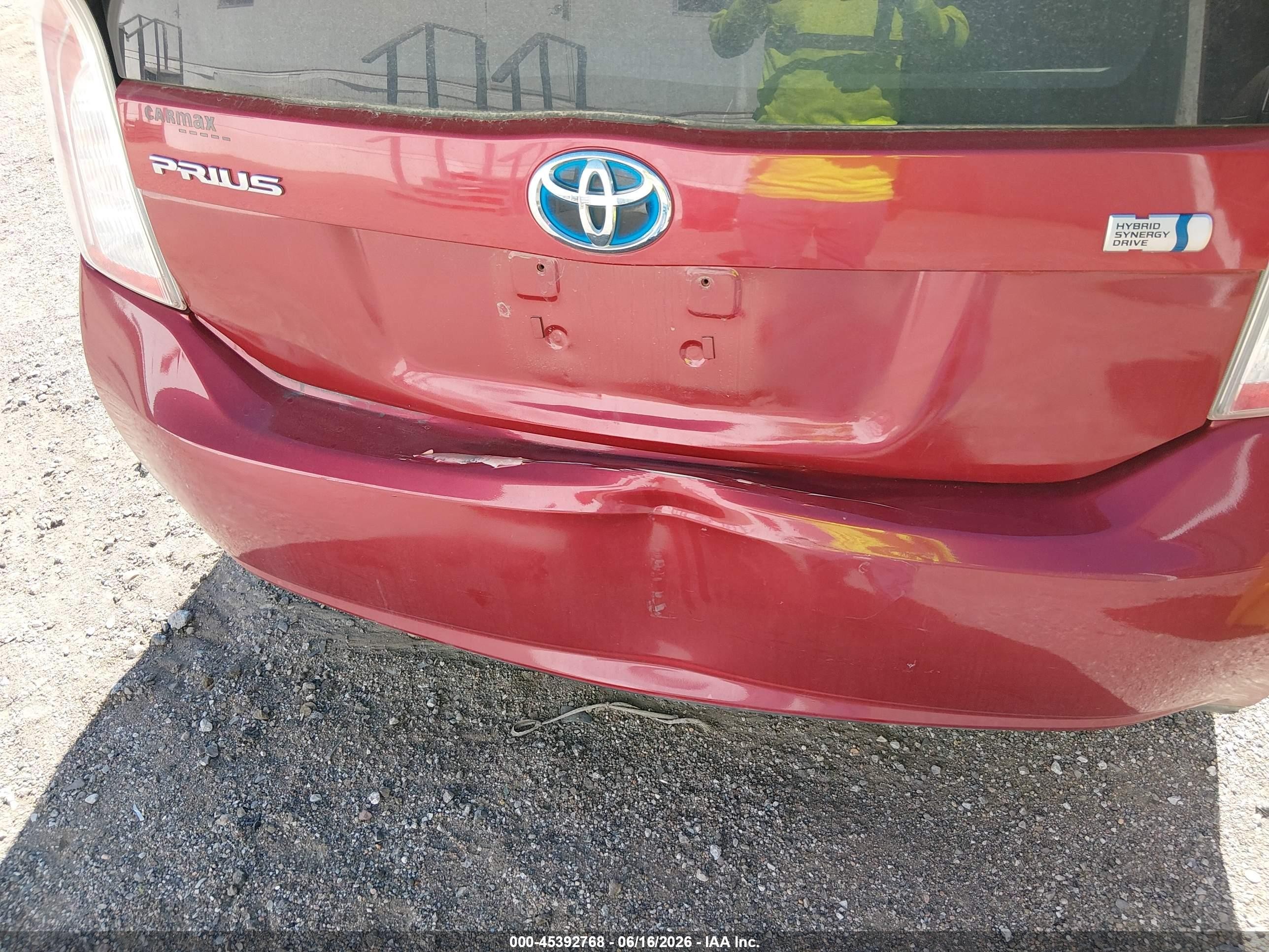 2013 Toyota Prius Two Red vin: JTDKN3DU7D0338042