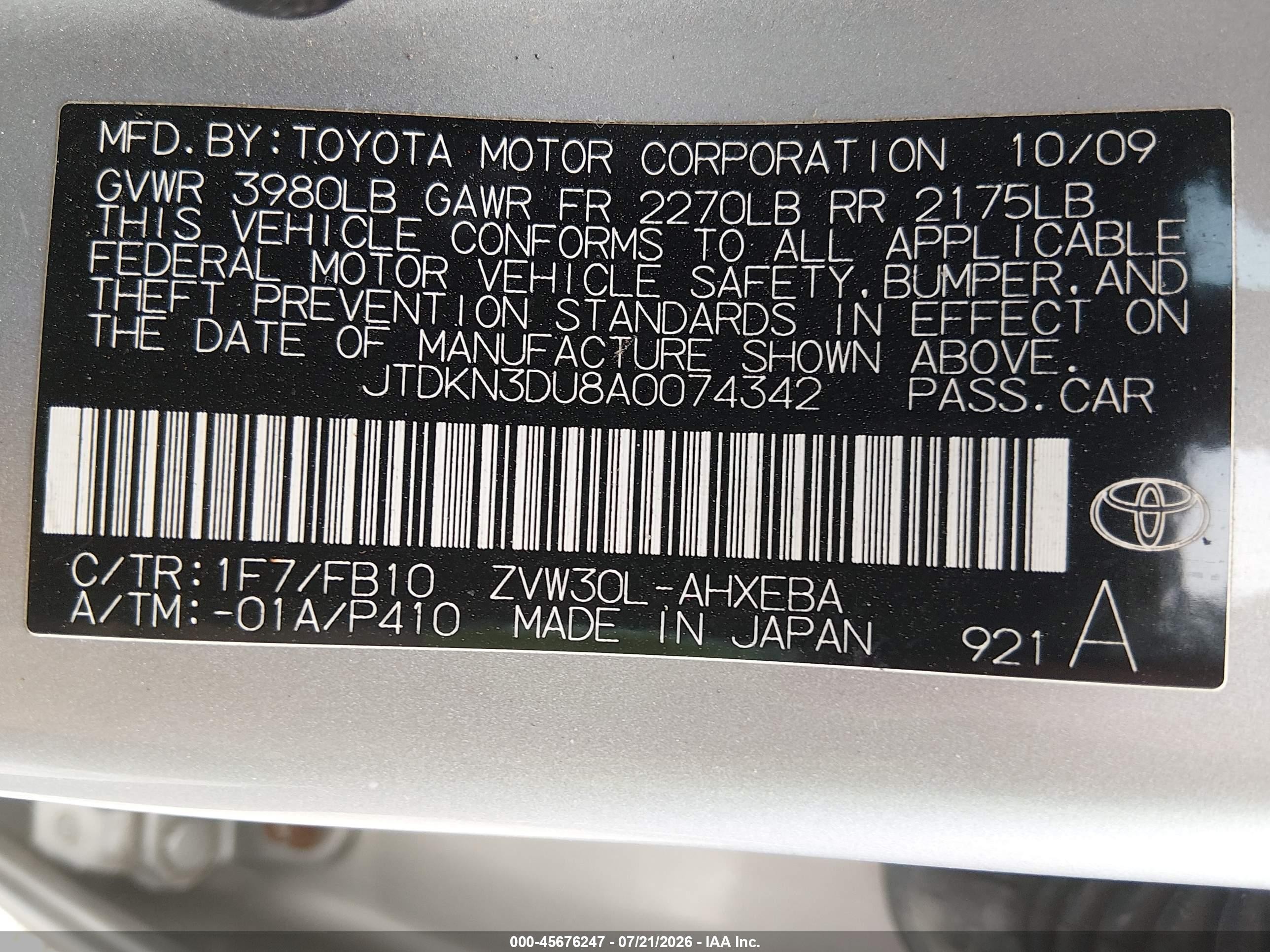 2010 Toyota Prius Ii Silver vin: JTDKN3DU8A0074342