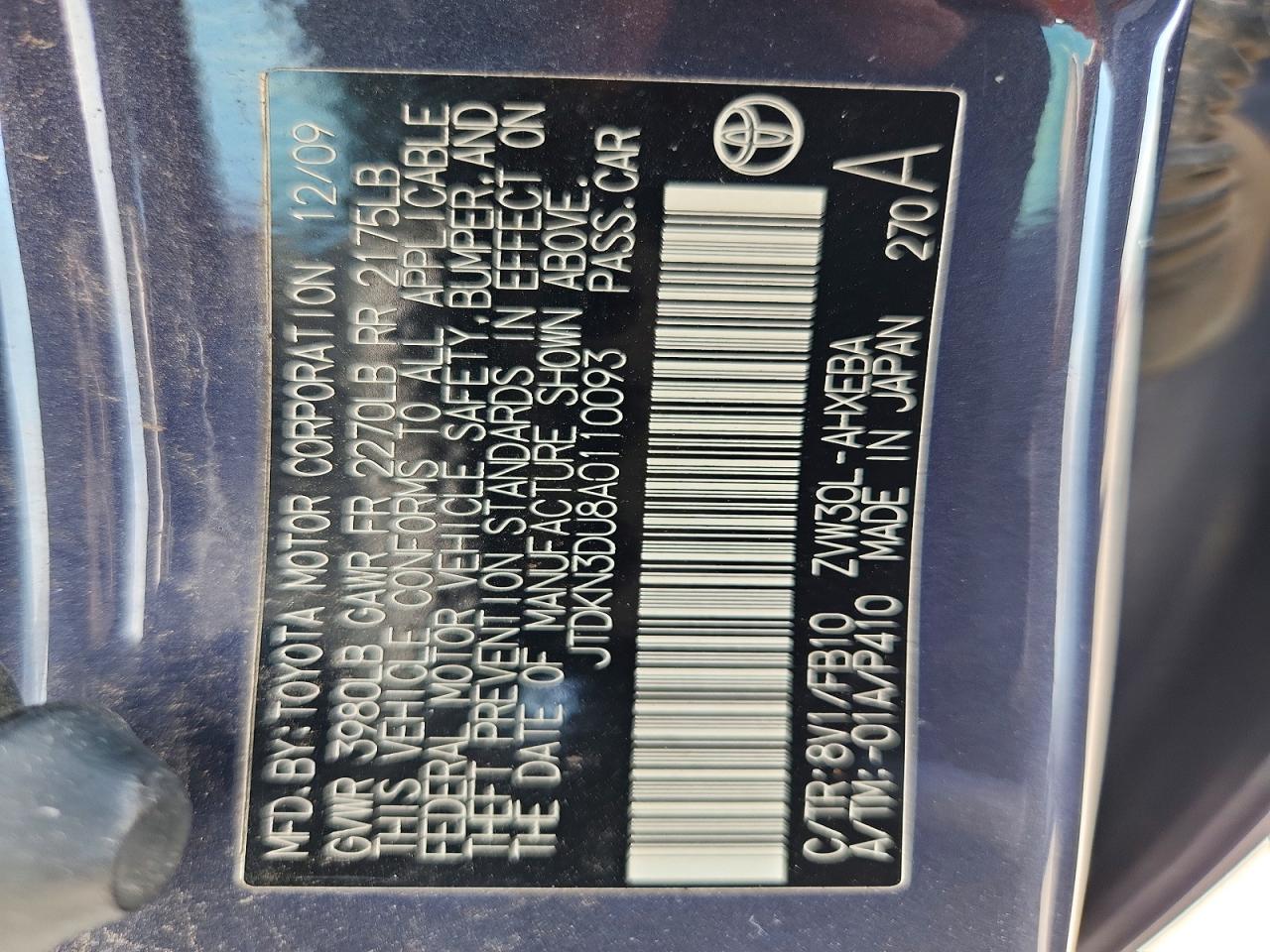 2010 Toyota Prius Ii Gray vin: JTDKN3DU8A0110093
