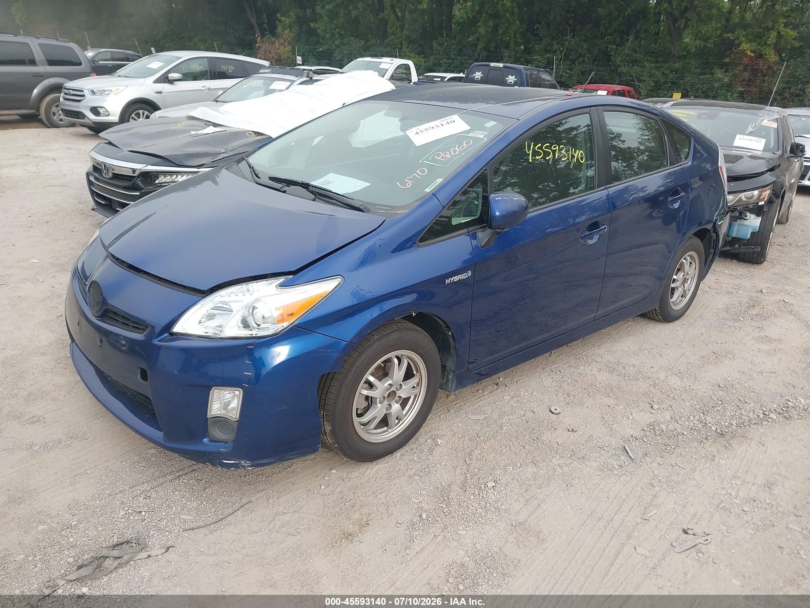 2010 Toyota Prius Ii Синий vin: JTDKN3DU8A0191032