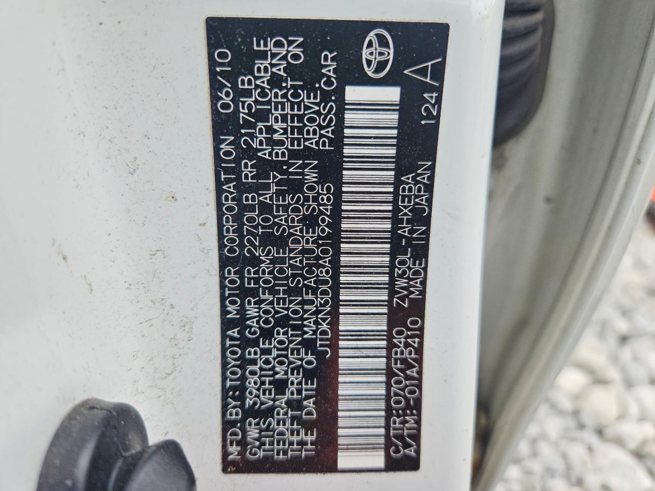 2010 Toyota Prius Ii White vin: JTDKN3DU8A0199485