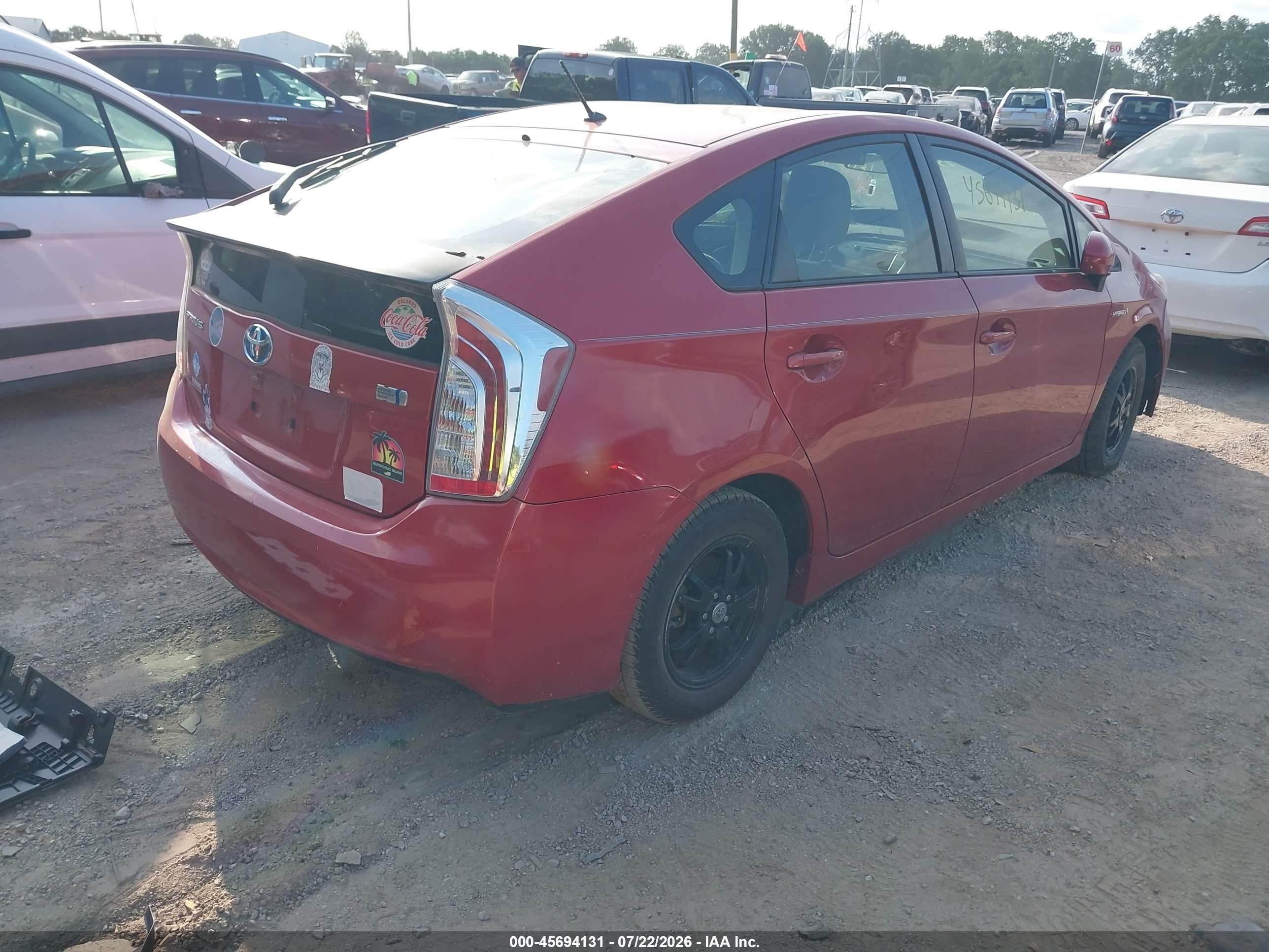 2012 Toyota Prius Two Red vin: JTDKN3DU8C0334970