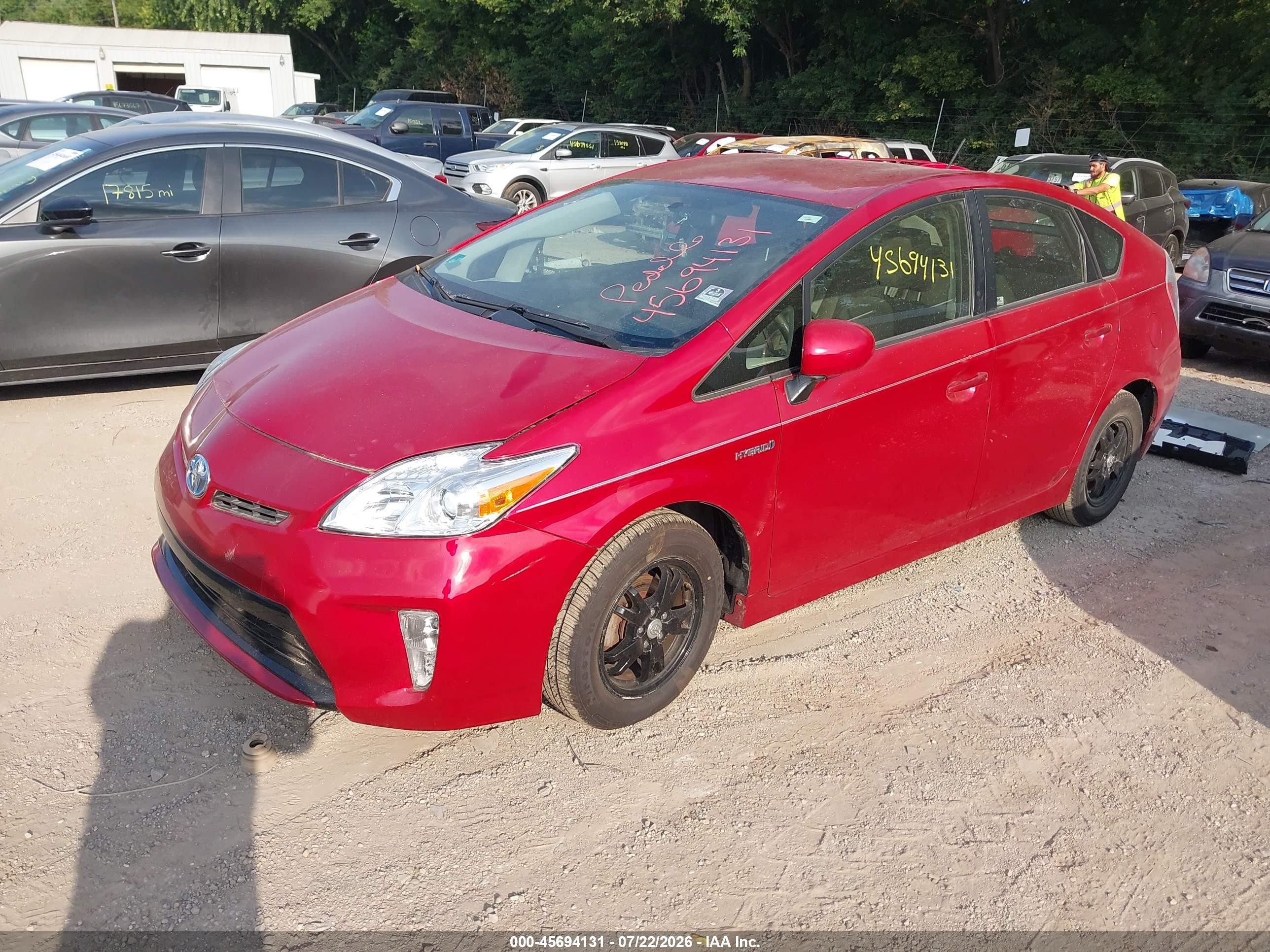 2012 Toyota Prius Two Red vin: JTDKN3DU8C0334970