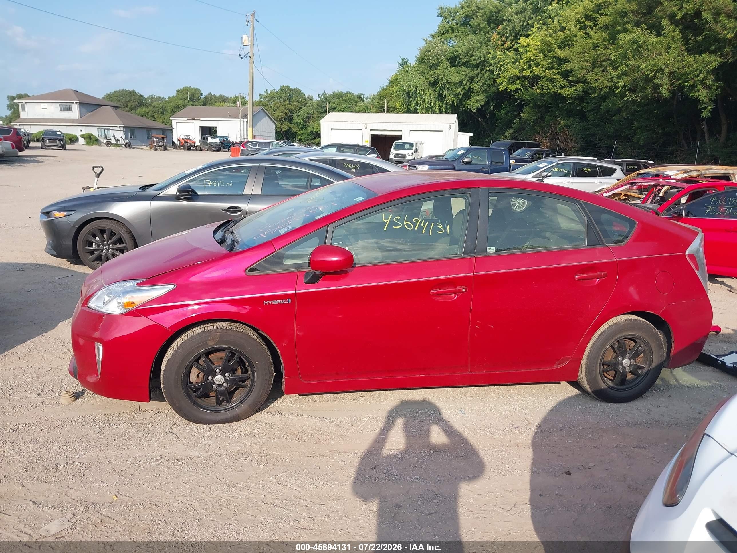 2012 Toyota Prius Two Red vin: JTDKN3DU8C0334970