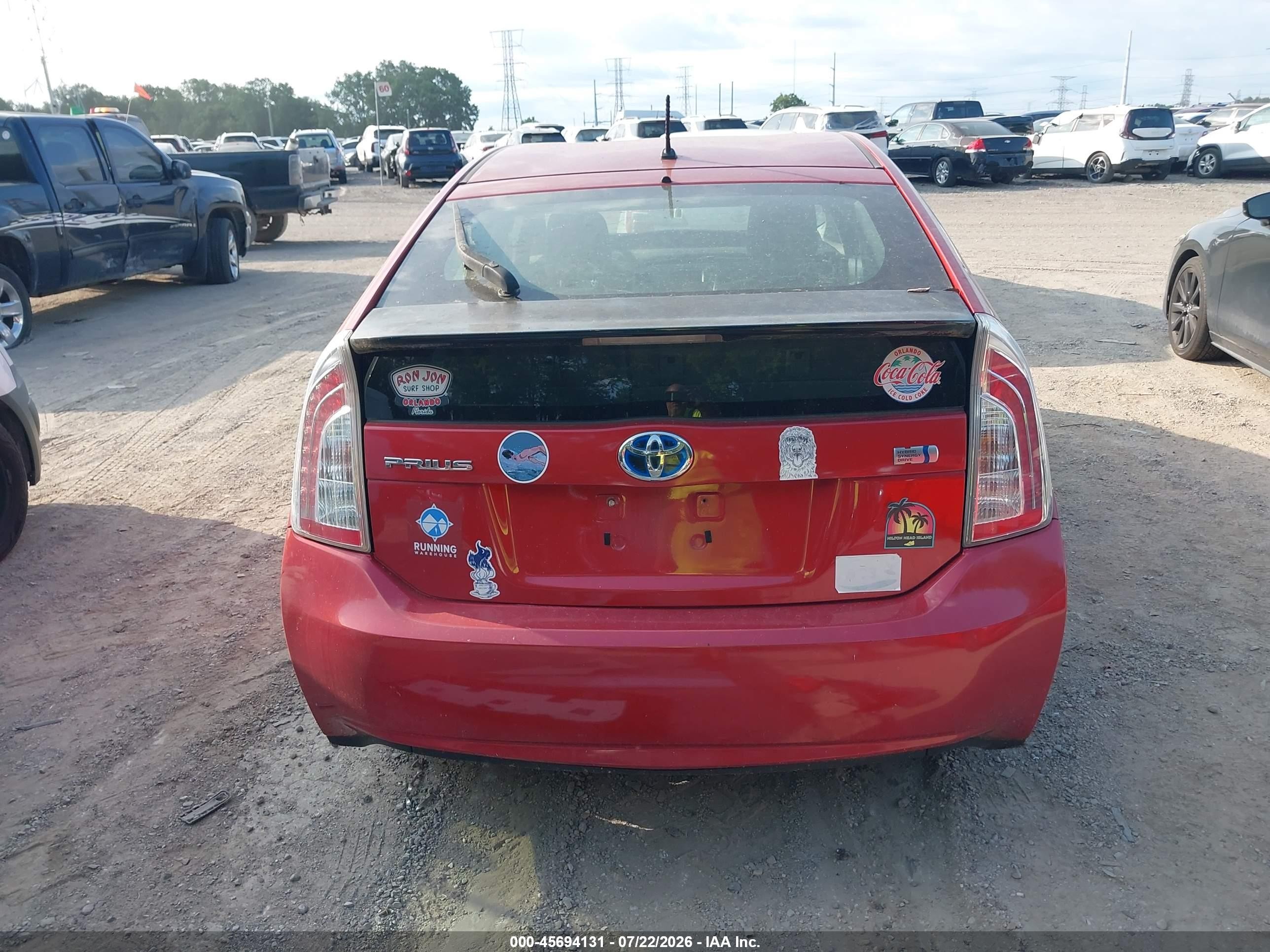 2012 Toyota Prius Two Red vin: JTDKN3DU8C0334970