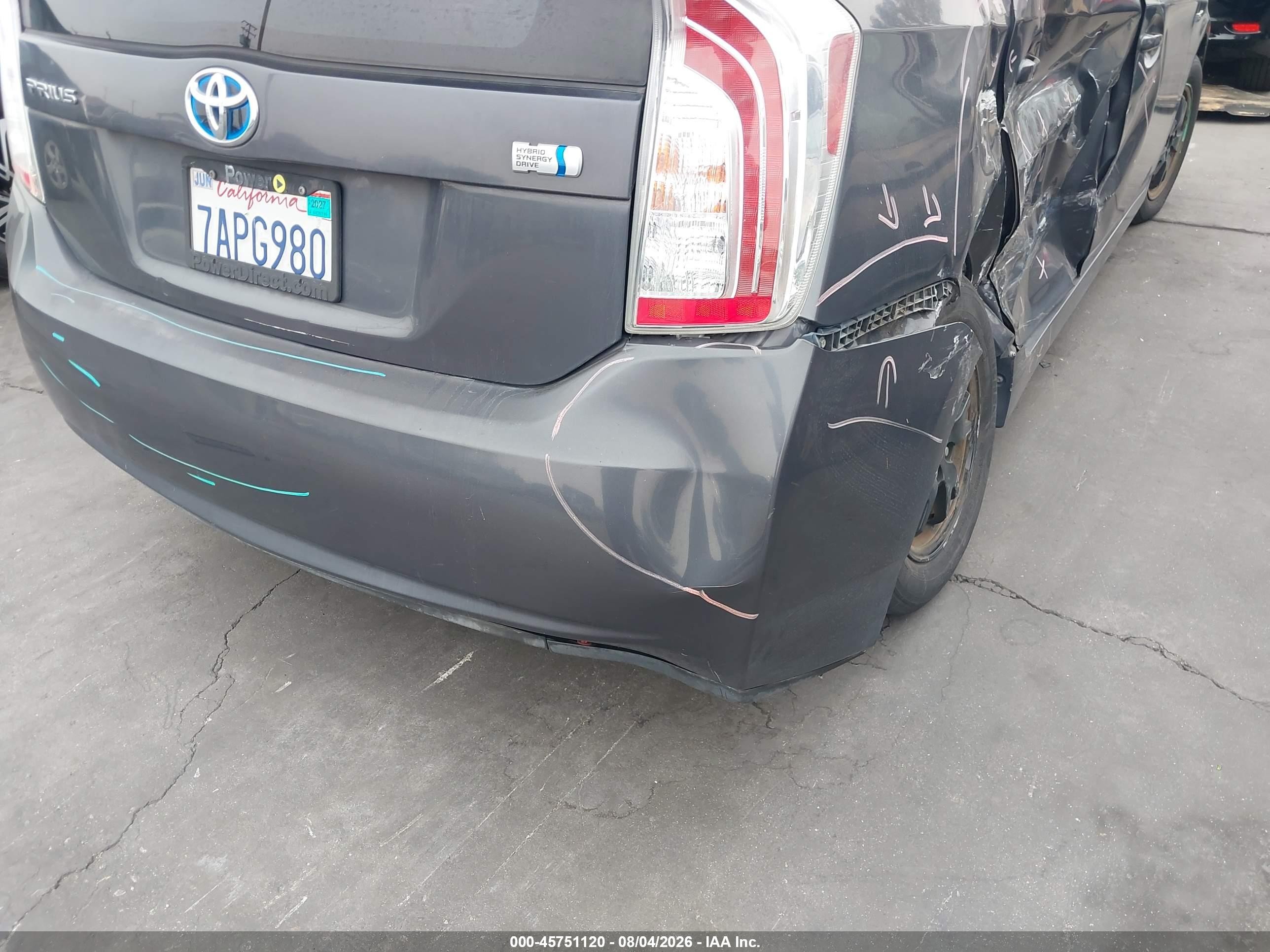 2013 Toyota Prius Two Серый vin: JTDKN3DU8D5601450