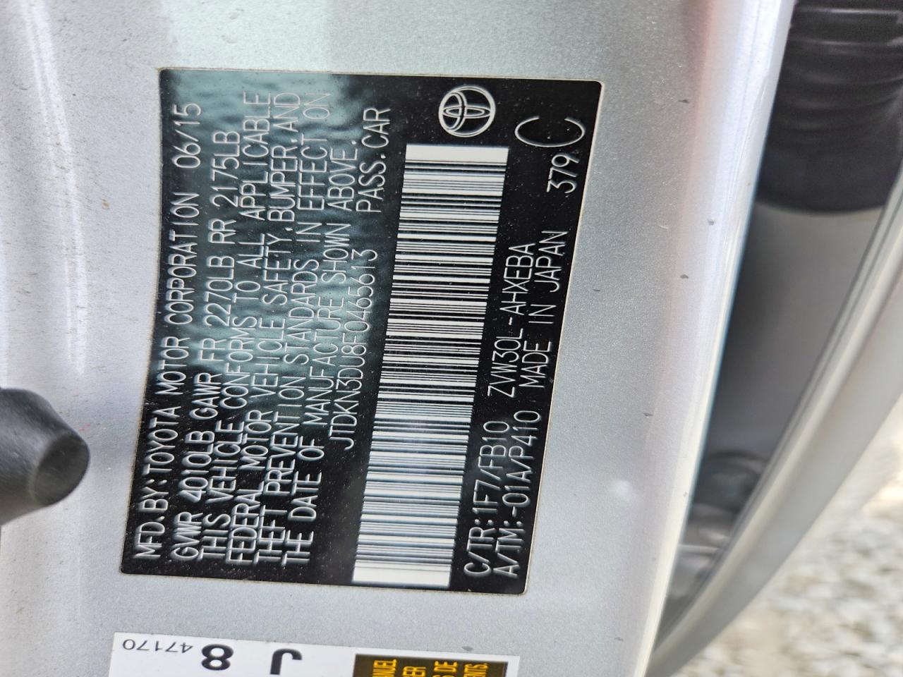 2015 Toyota Prius Two Silver vin: JTDKN3DU8F0465613
