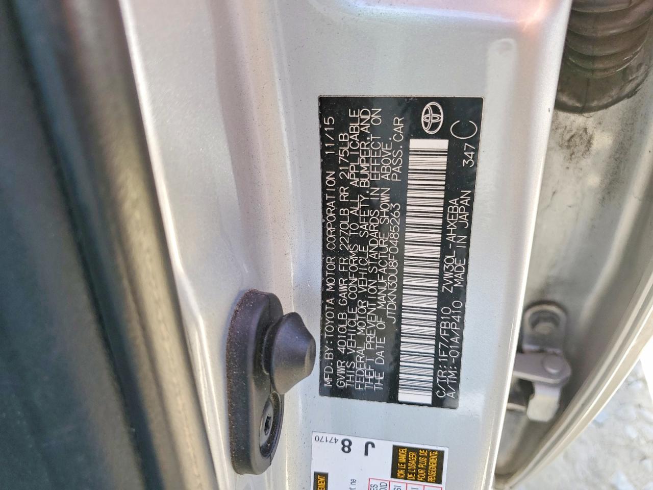 2015 Toyota Prius Two Silver vin: JTDKN3DU8F0485263