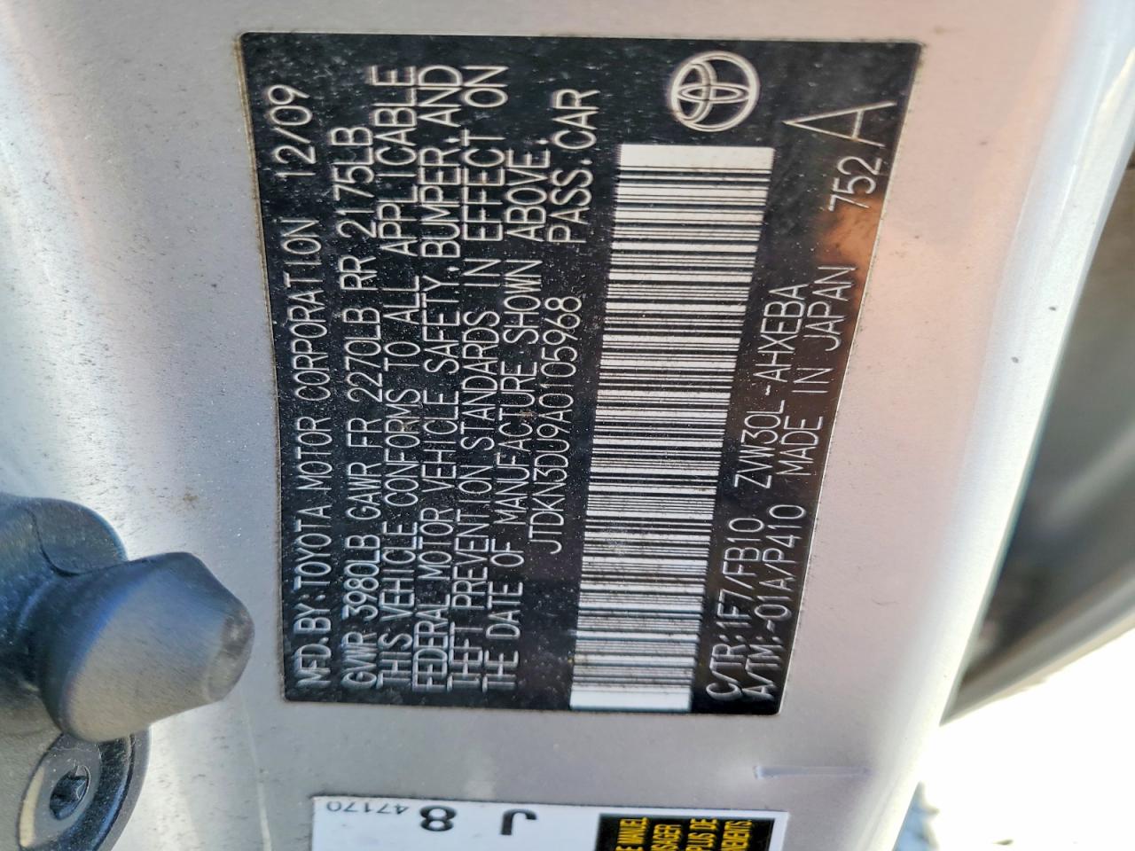 2010 Toyota Prius Iii Silver vin: JTDKN3DU9A0105968