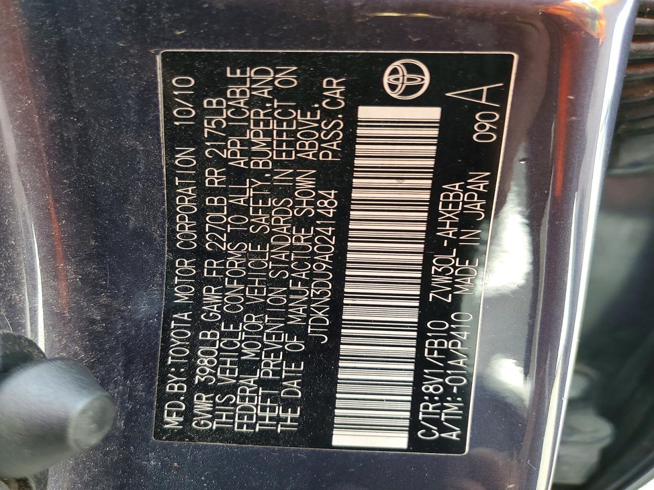 2010 Toyota Prius Ii Gray vin: JTDKN3DU9A0241484
