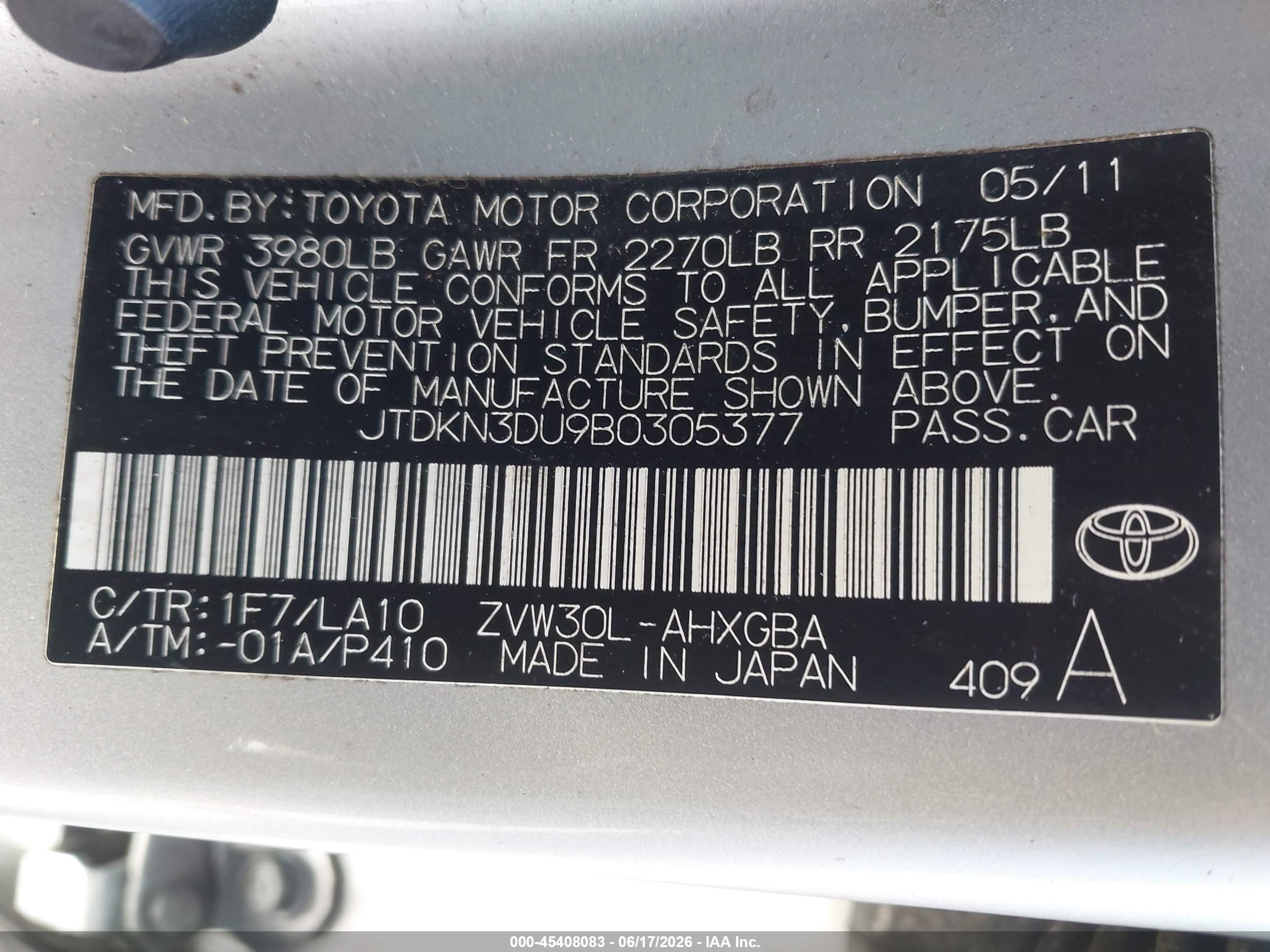 2011 Toyota Prius Four Silver vin: JTDKN3DU9B0305377