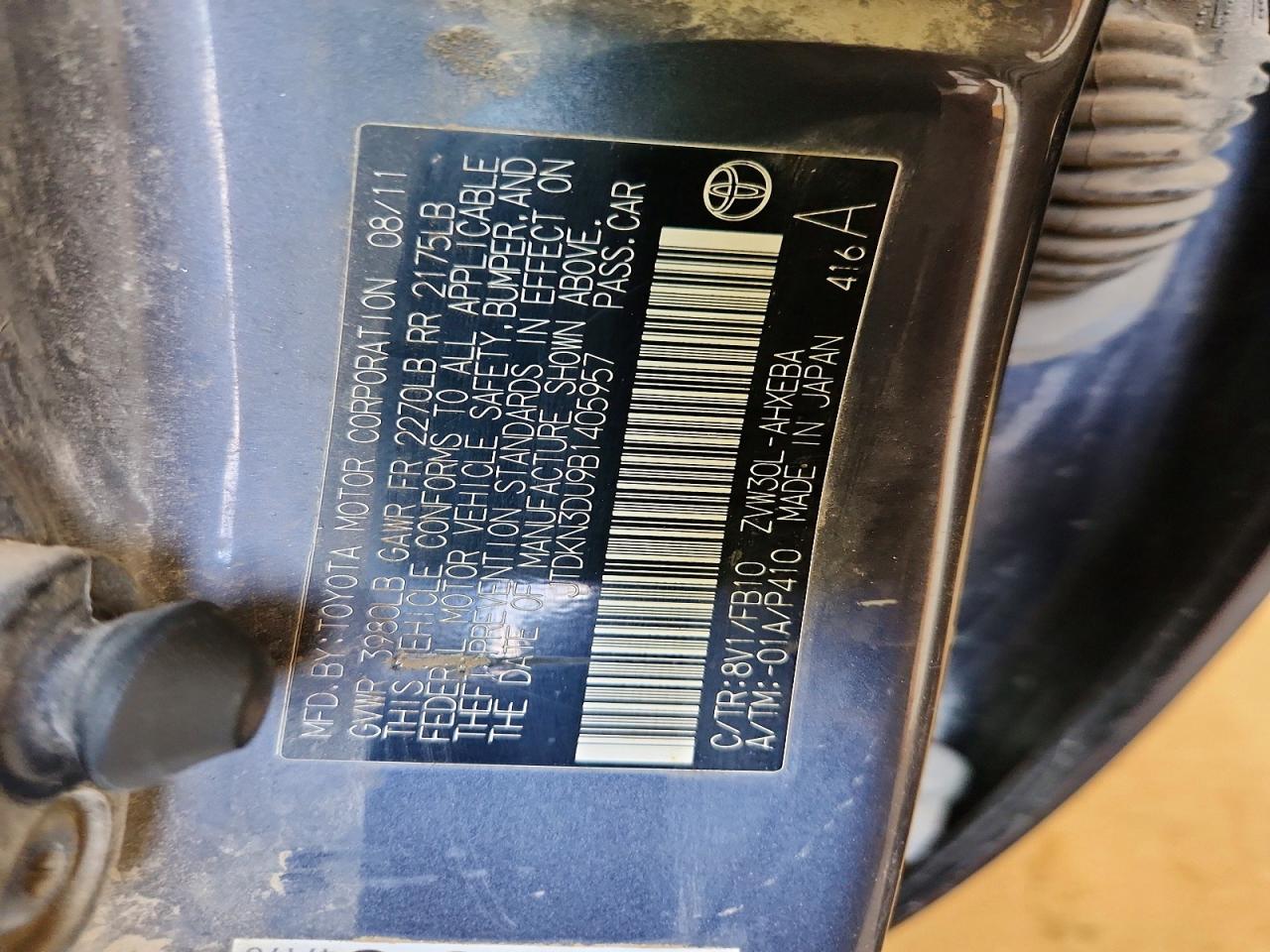 2011 Toyota Prius Two Blue vin: JTDKN3DU9B1405957
