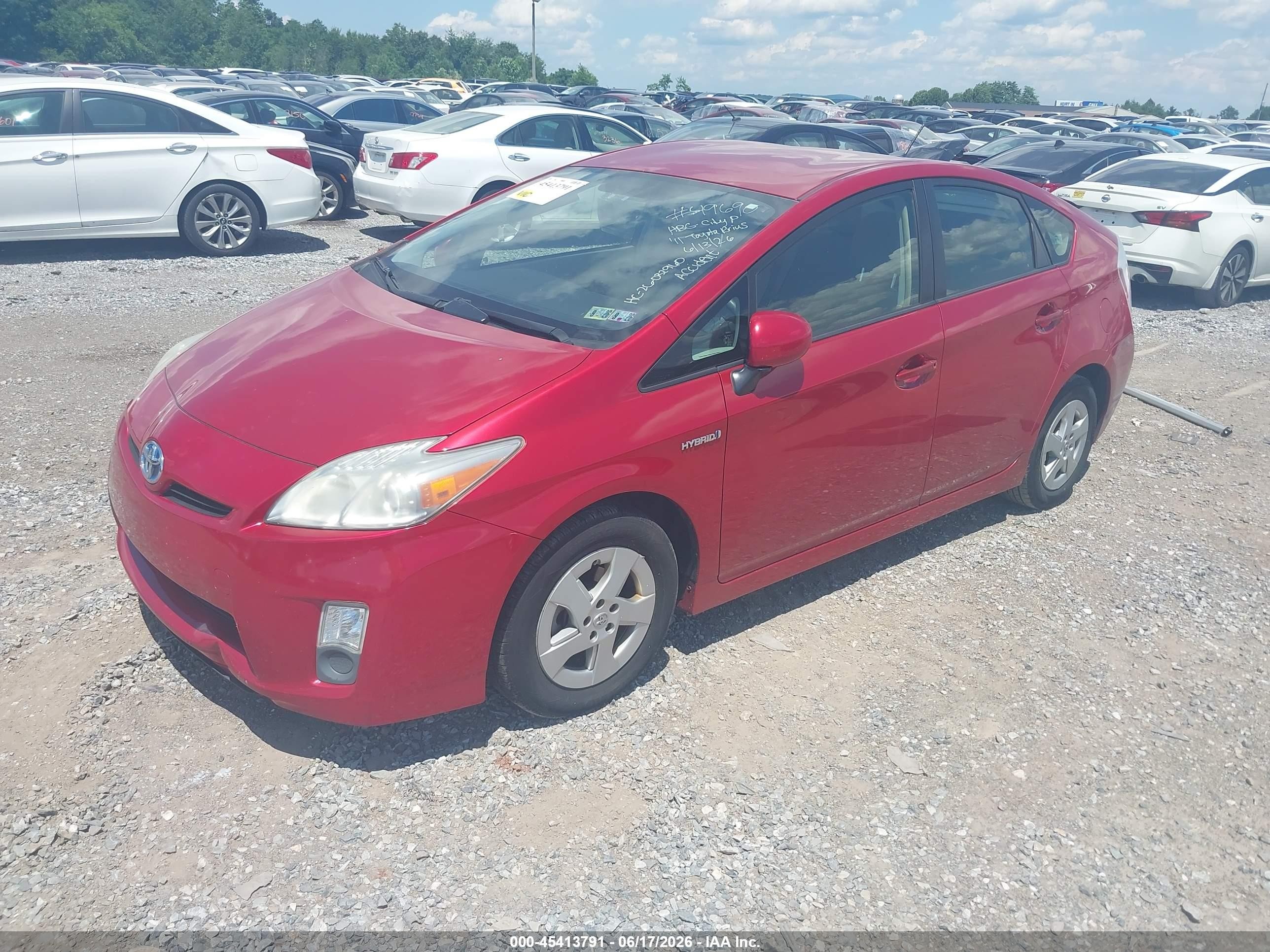 2011 Toyota Prius Two Red vin: JTDKN3DU9B1473319