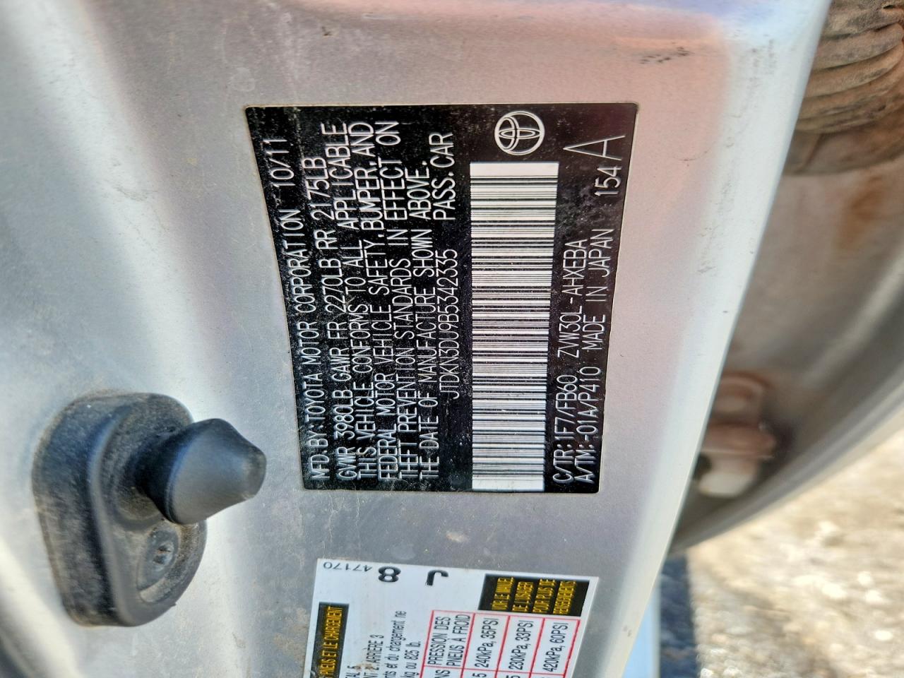 2011 Toyota Prius Two Silver vin: JTDKN3DU9B5342335