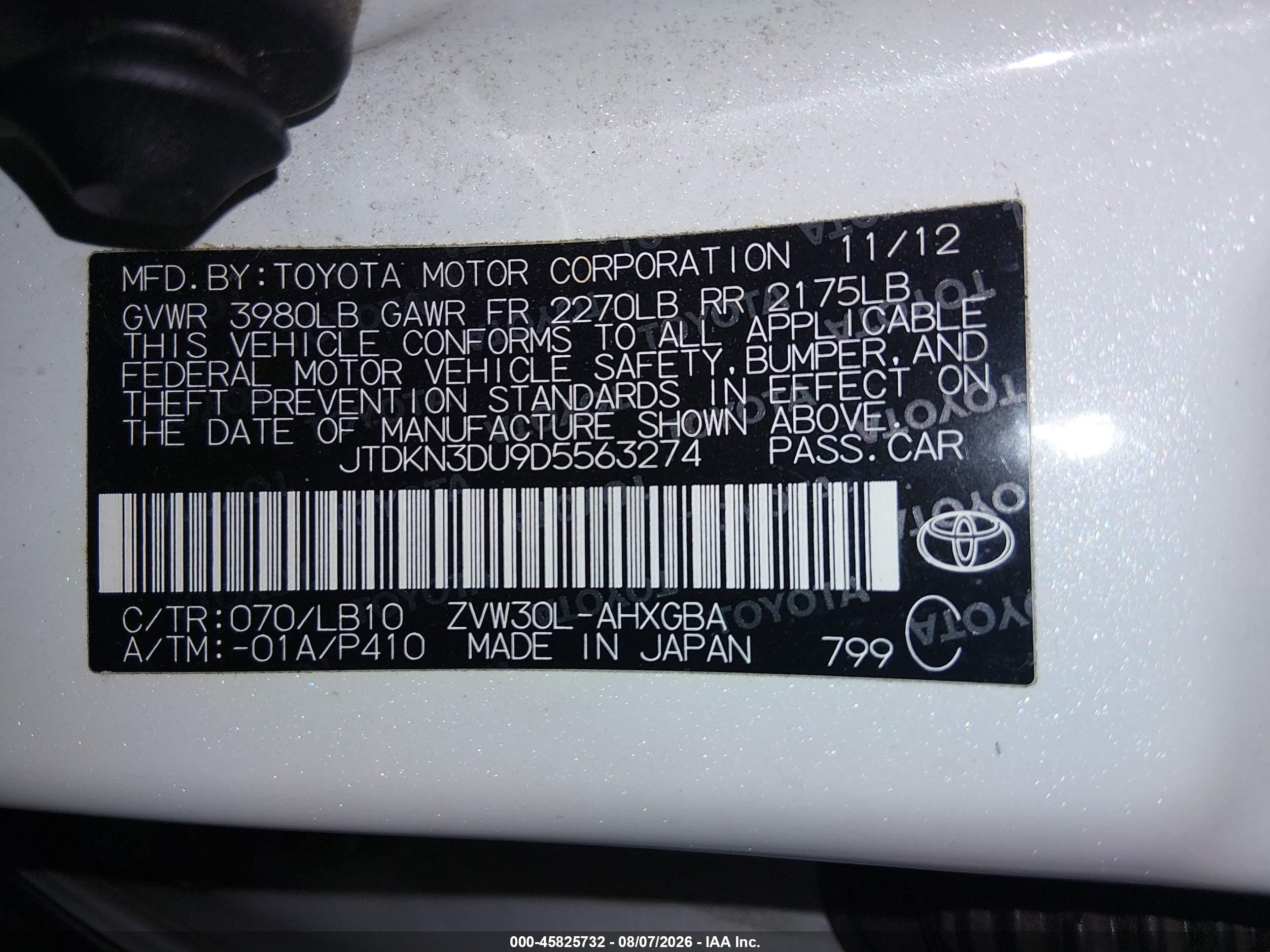2013 Toyota Prius Four White vin: JTDKN3DU9D5563274