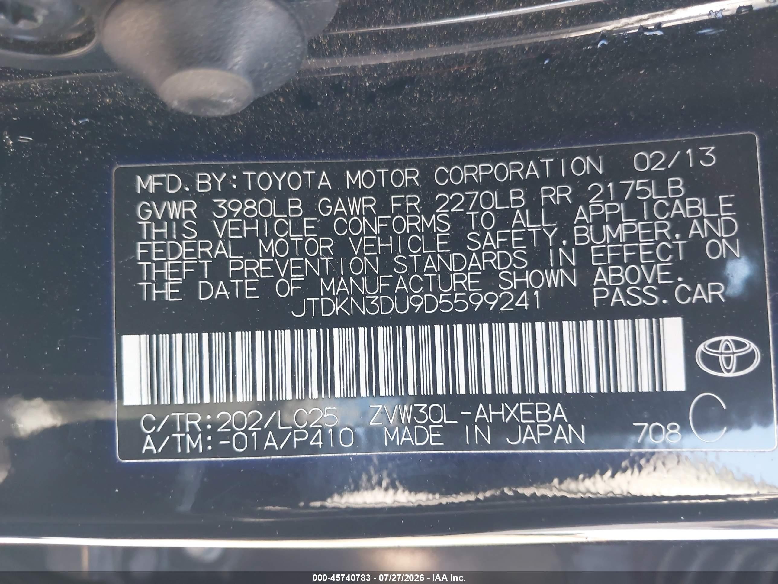 2013 Toyota Prius Three Se Black vin: JTDKN3DU9D5599241