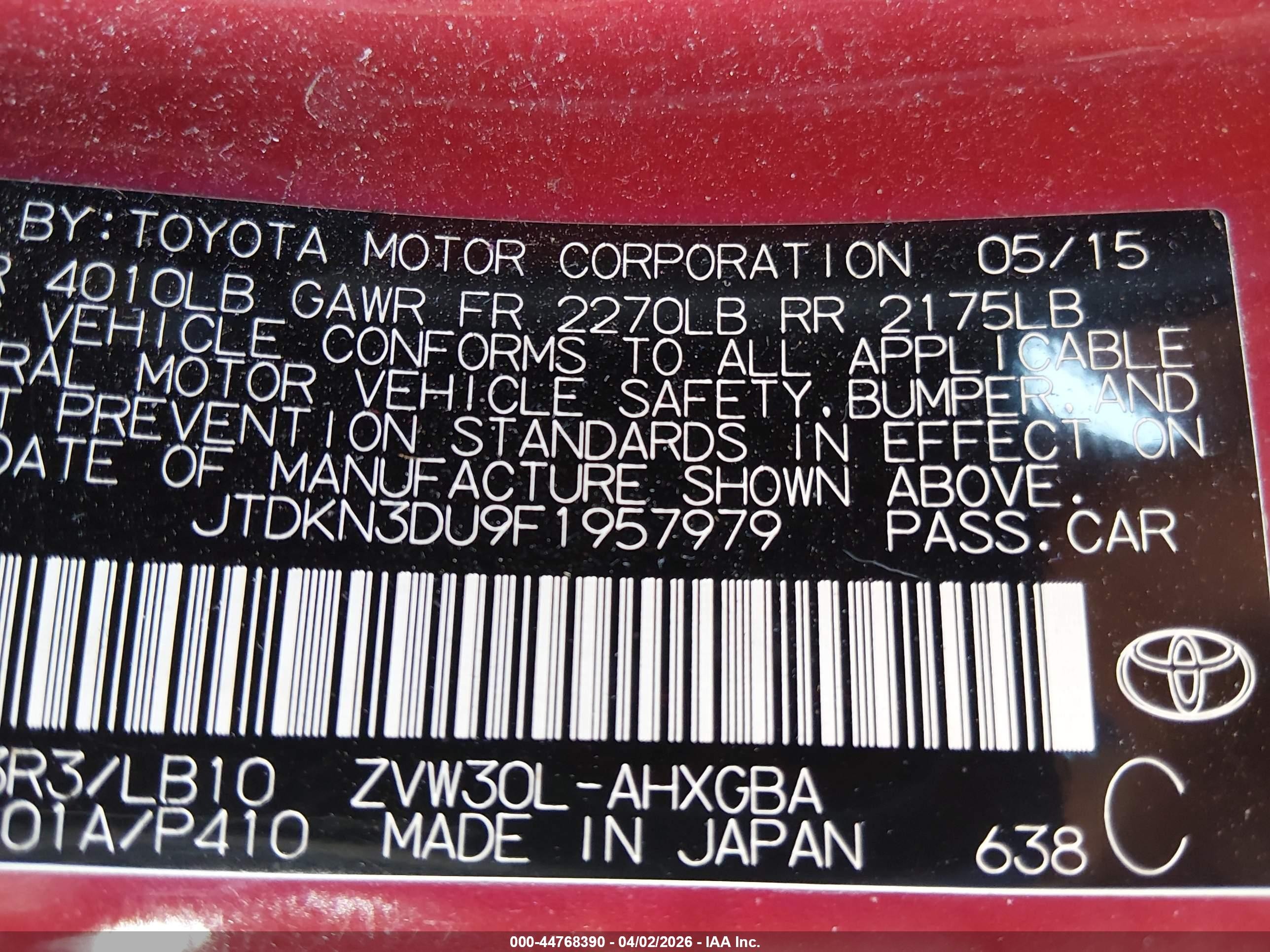 2015 Toyota Prius Four Red vin: JTDKN3DU9F1957979