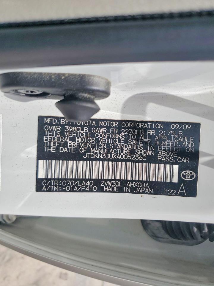 2010 Toyota Prius Iv White vin: JTDKN3DUXA0052360