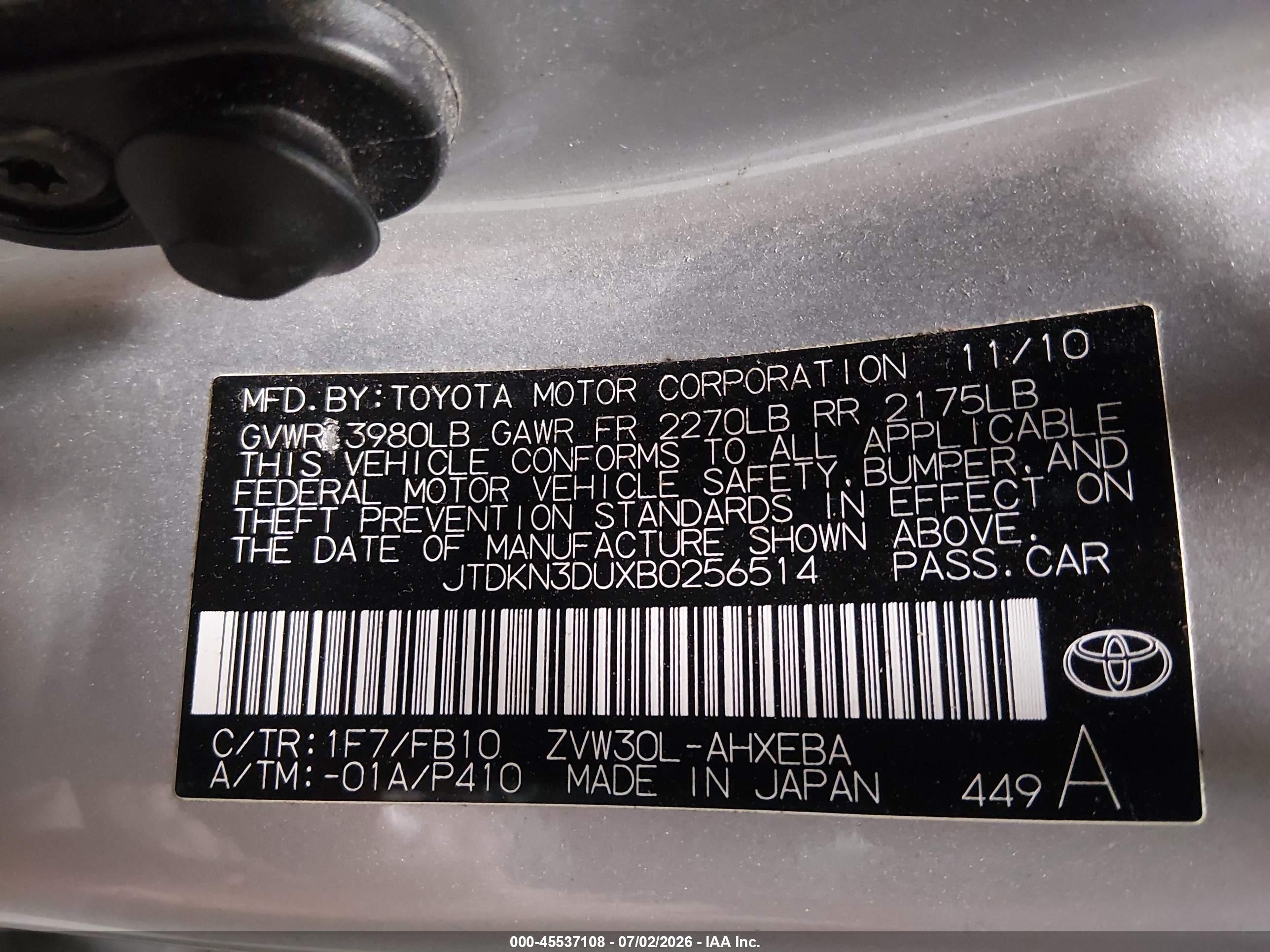 2011 Toyota Prius Three Silver vin: JTDKN3DUXB0256514