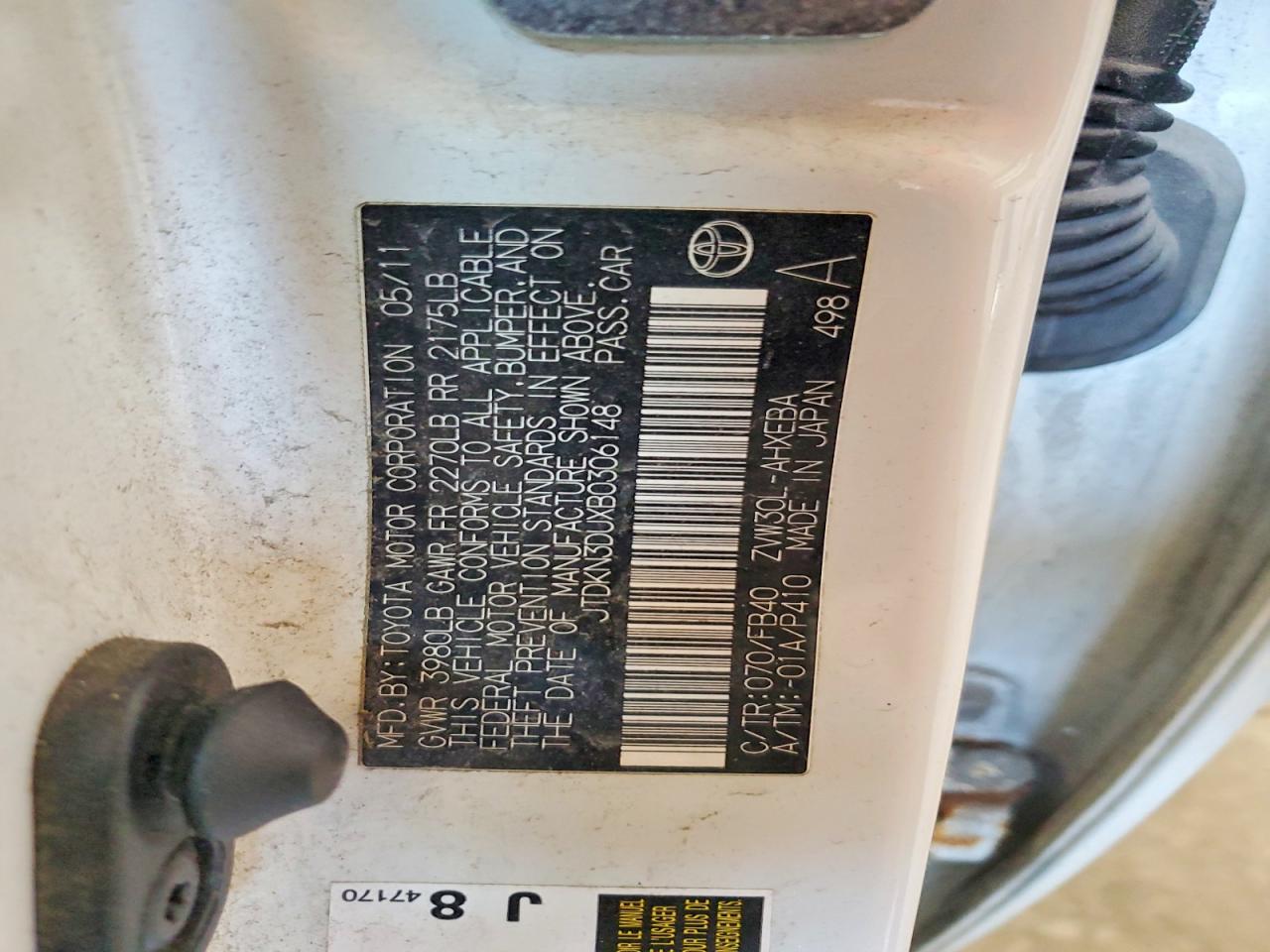 2011 Toyota Prius Two White vin: JTDKN3DUXB0306148