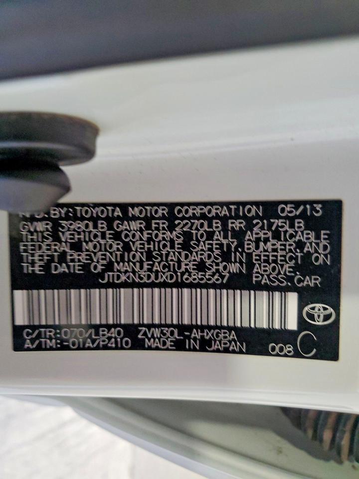 2013 Toyota Prius Four White vin: JTDKN3DUXD1685567