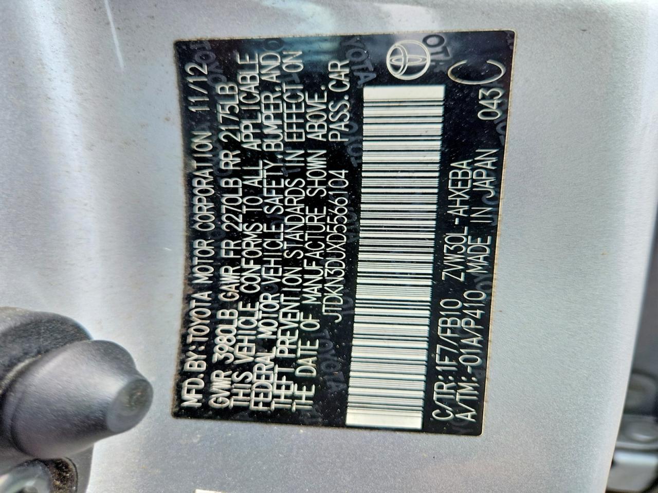 2013 Toyota Prius Two Silver vin: JTDKN3DUXD5566104