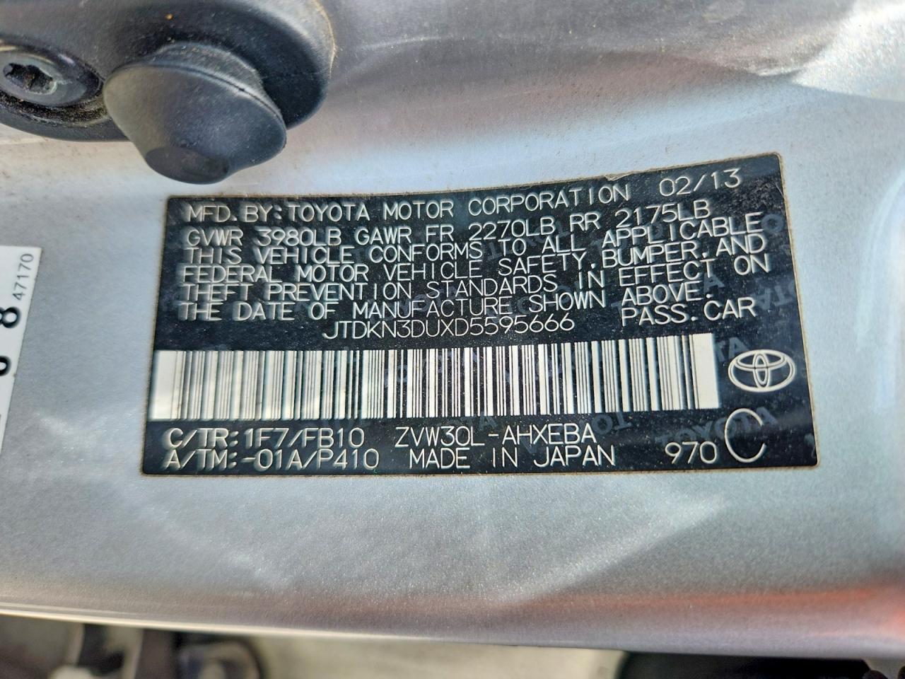 2013 Toyota Prius Two Silver vin: JTDKN3DUXD5595666
