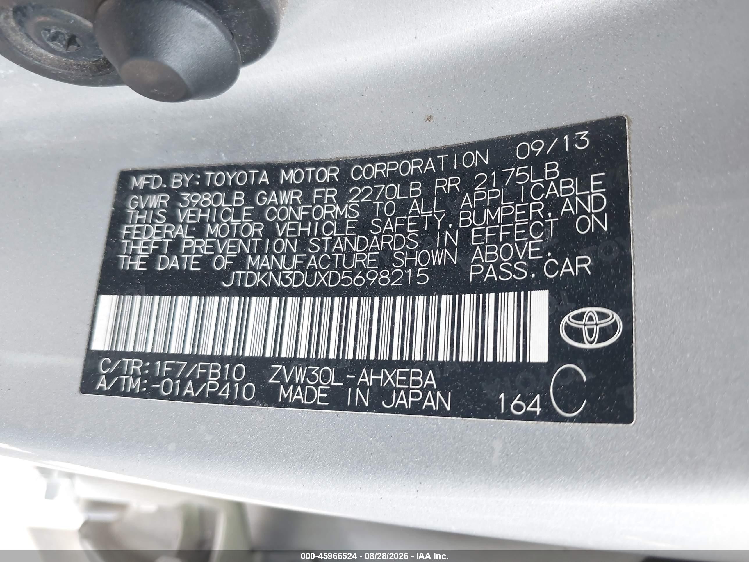 2013 Toyota Prius Three Silver vin: JTDKN3DUXD5698215