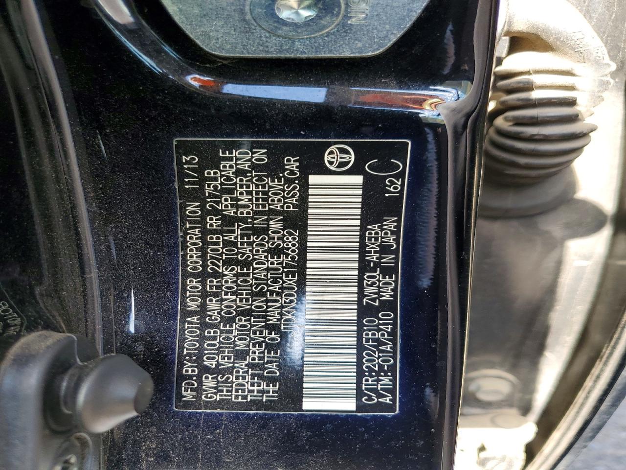 2014 Toyota Prius Two Black vin: JTDKN3DUXE1756882