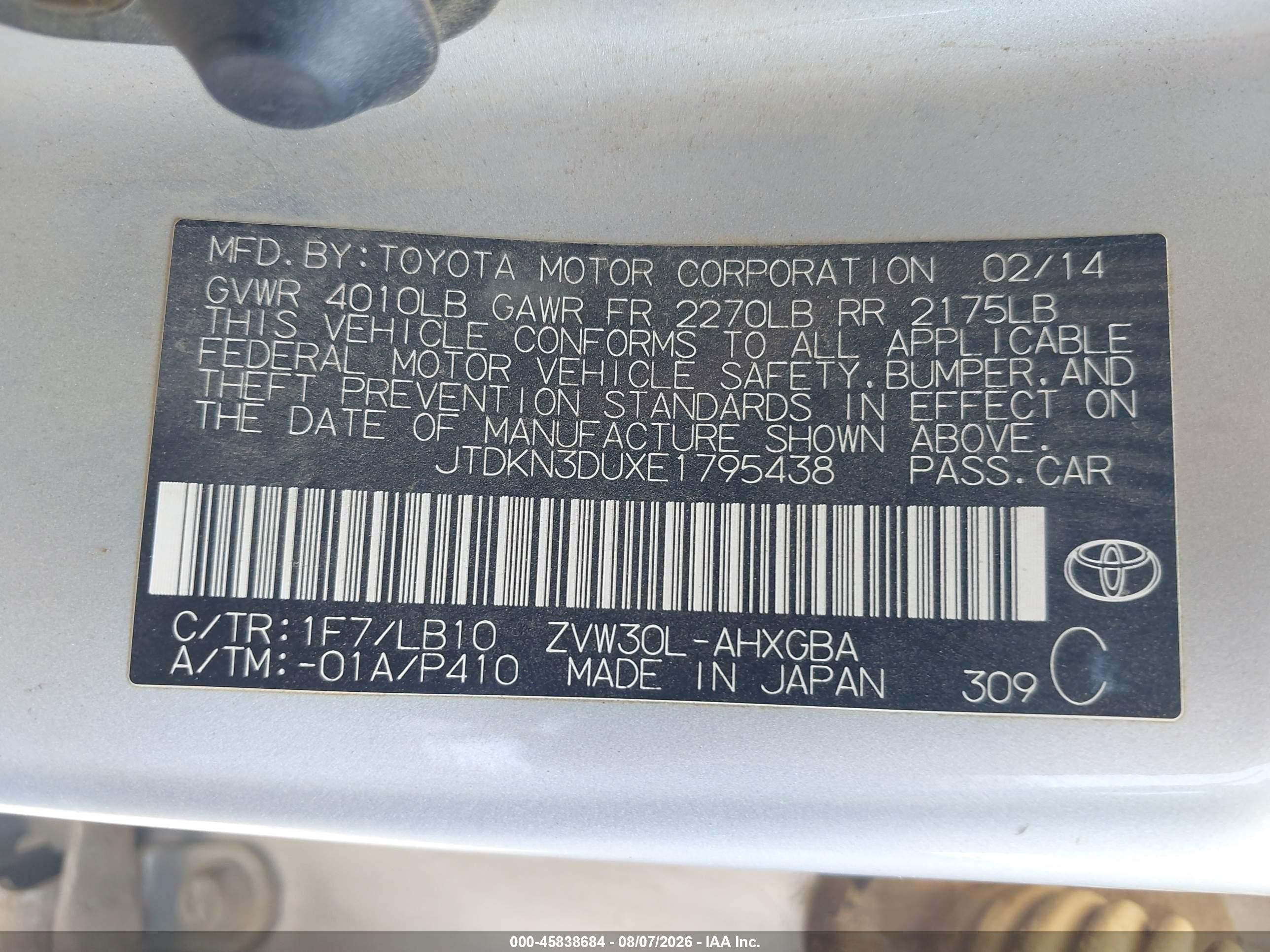 2014 Toyota Prius Four Silver vin: JTDKN3DUXE1795438