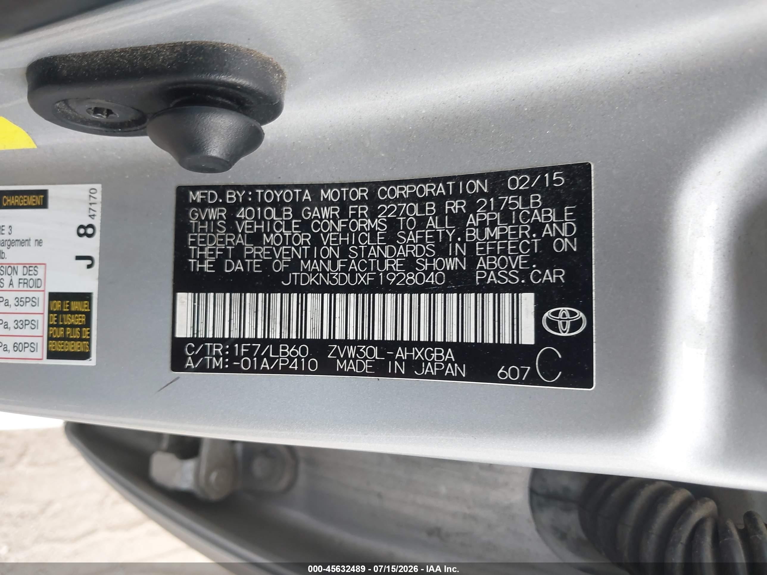 2015 Toyota Prius Four Silver vin: JTDKN3DUXF1928040