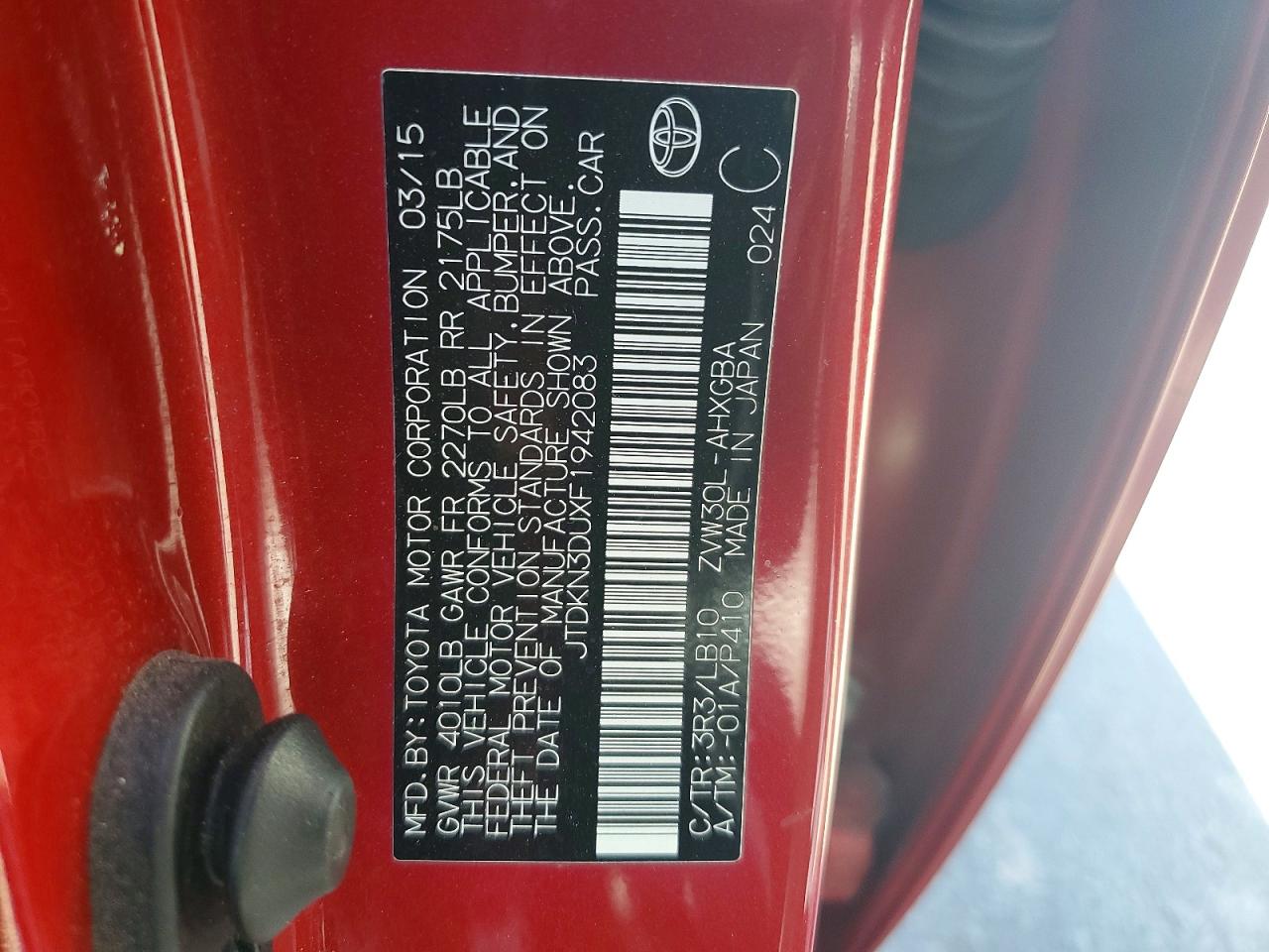 2015 Toyota Prius Four Red vin: JTDKN3DUXF1942083