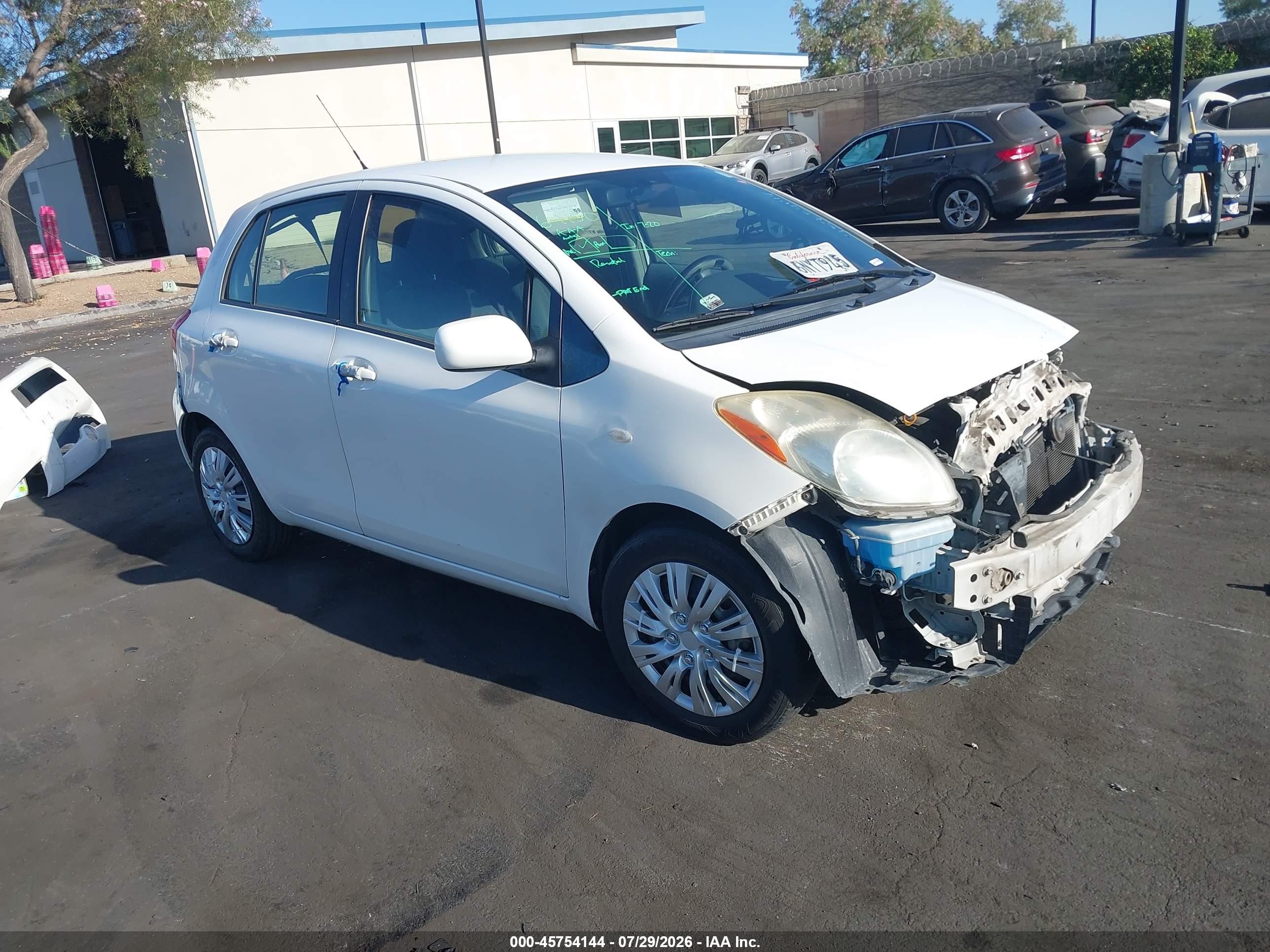 2010 Toyota Yaris   White vin: JTDKT4K37A5321973