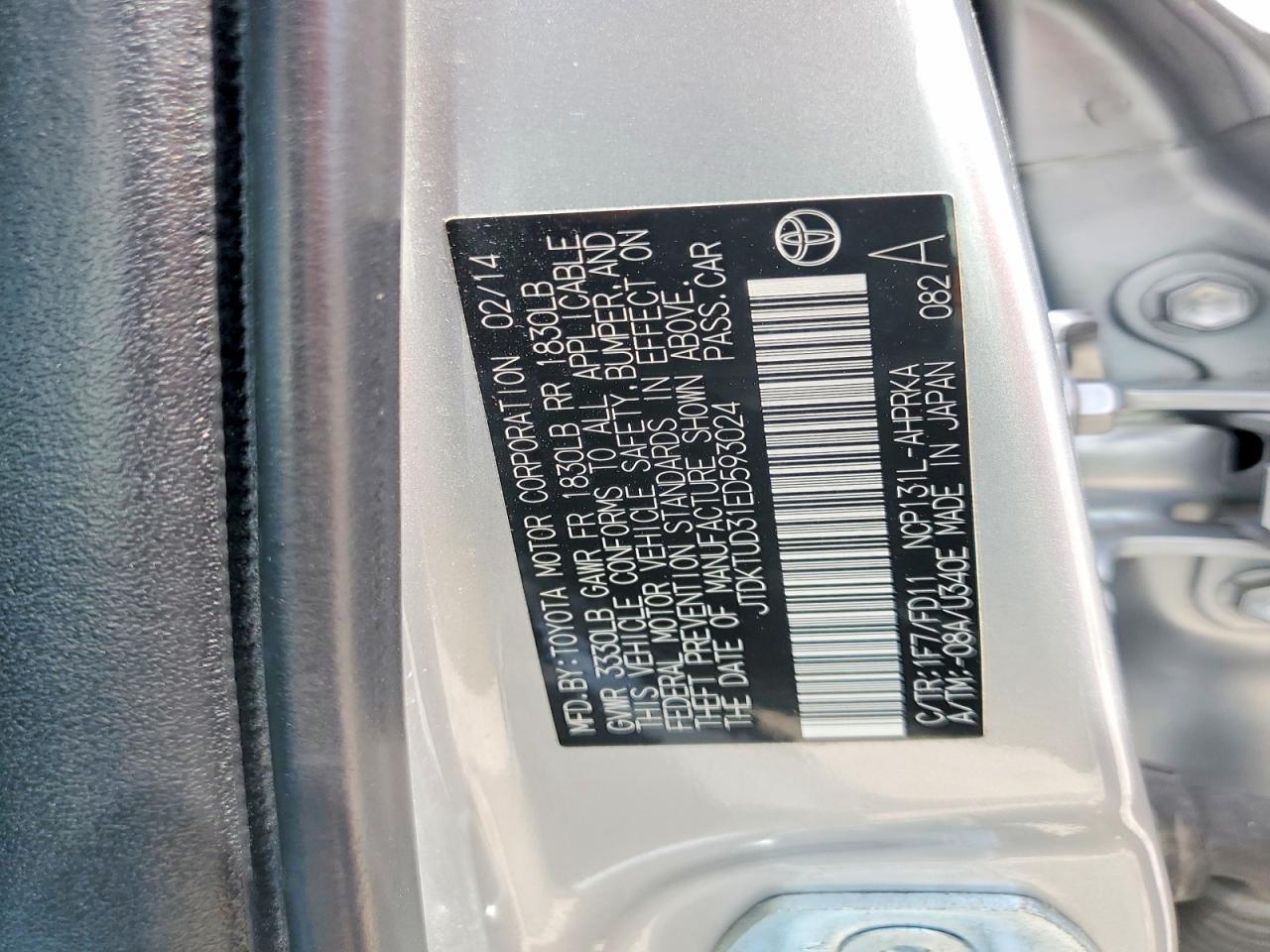 2014 Toyota Yaris 3d Silver vin: JTDKTUD31ED593024