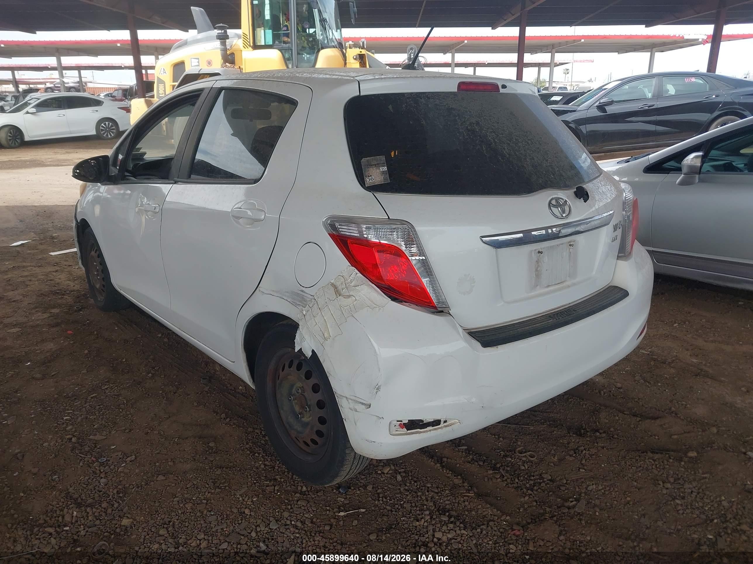 2012 Toyota Yaris Le White vin: JTDKTUD35CD536810