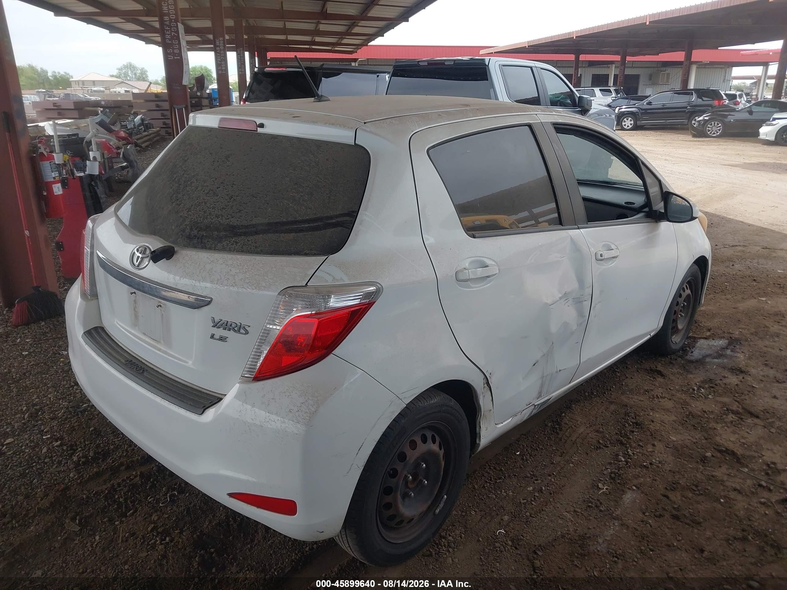 2012 Toyota Yaris Le White vin: JTDKTUD35CD536810