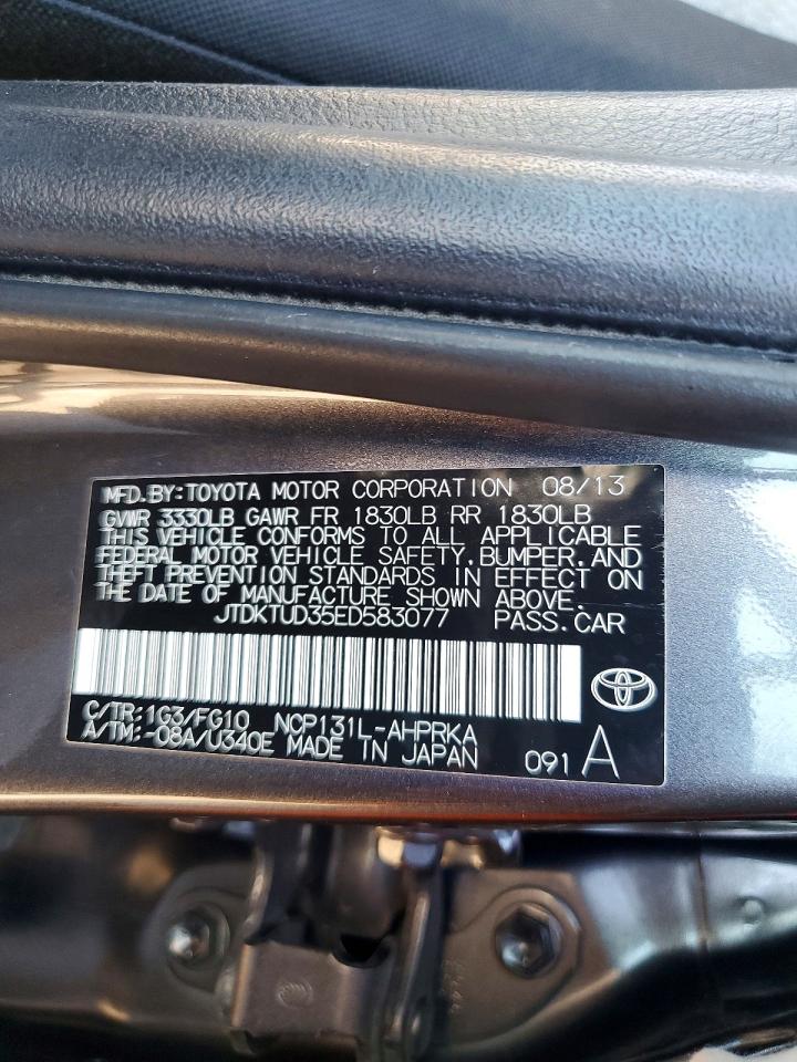 2014 Toyota Yaris 5-door Le Gray vin: JTDKTUD35ED583077