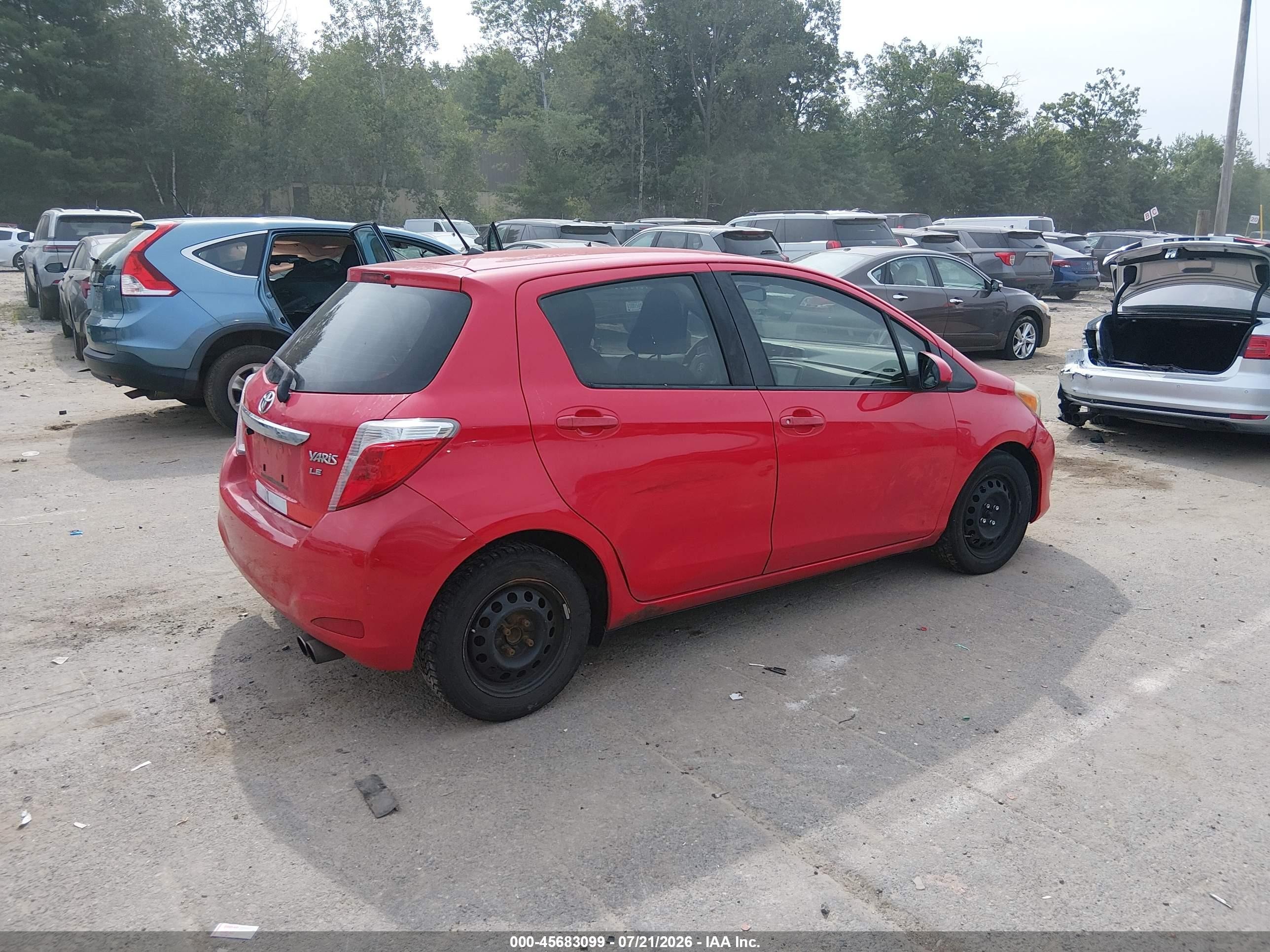 2012 Toyota Yaris Le Red vin: JTDKTUD36CD520180