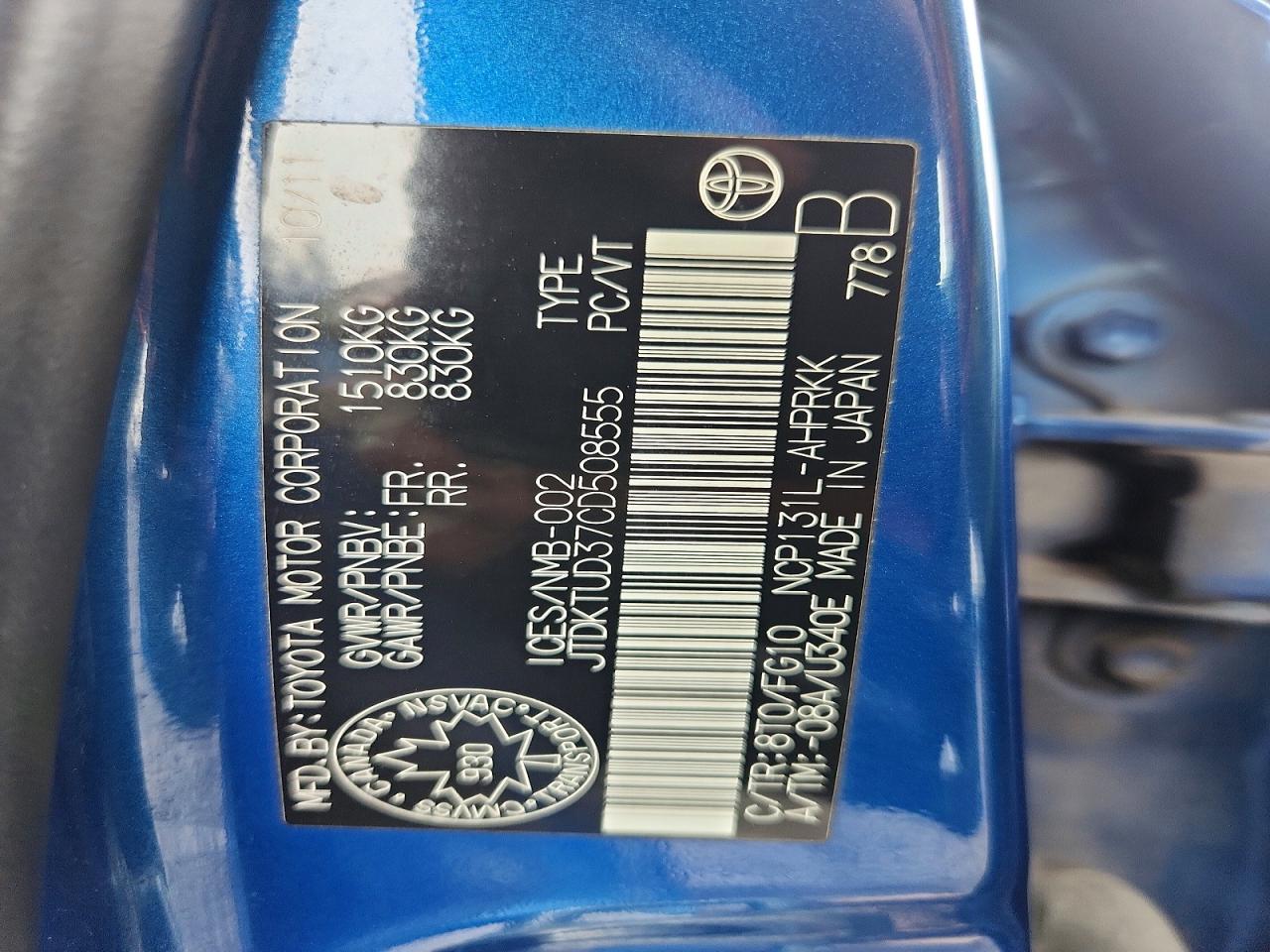 2012 Toyota Yaris 5-door L Blue vin: JTDKTUD37CD508555