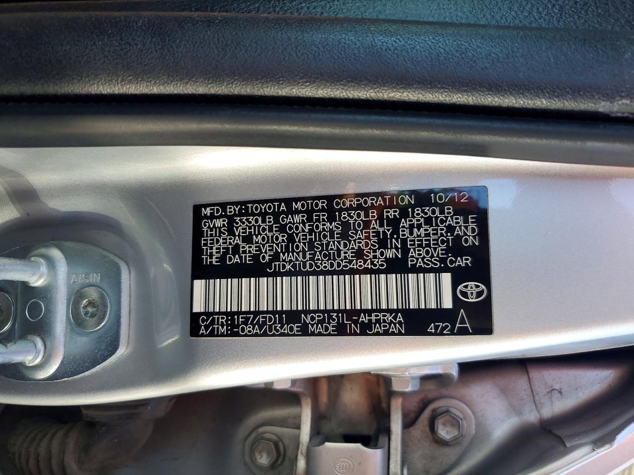 2013 Toyota Yaris 5-door Se Silver vin: JTDKTUD38DD548435