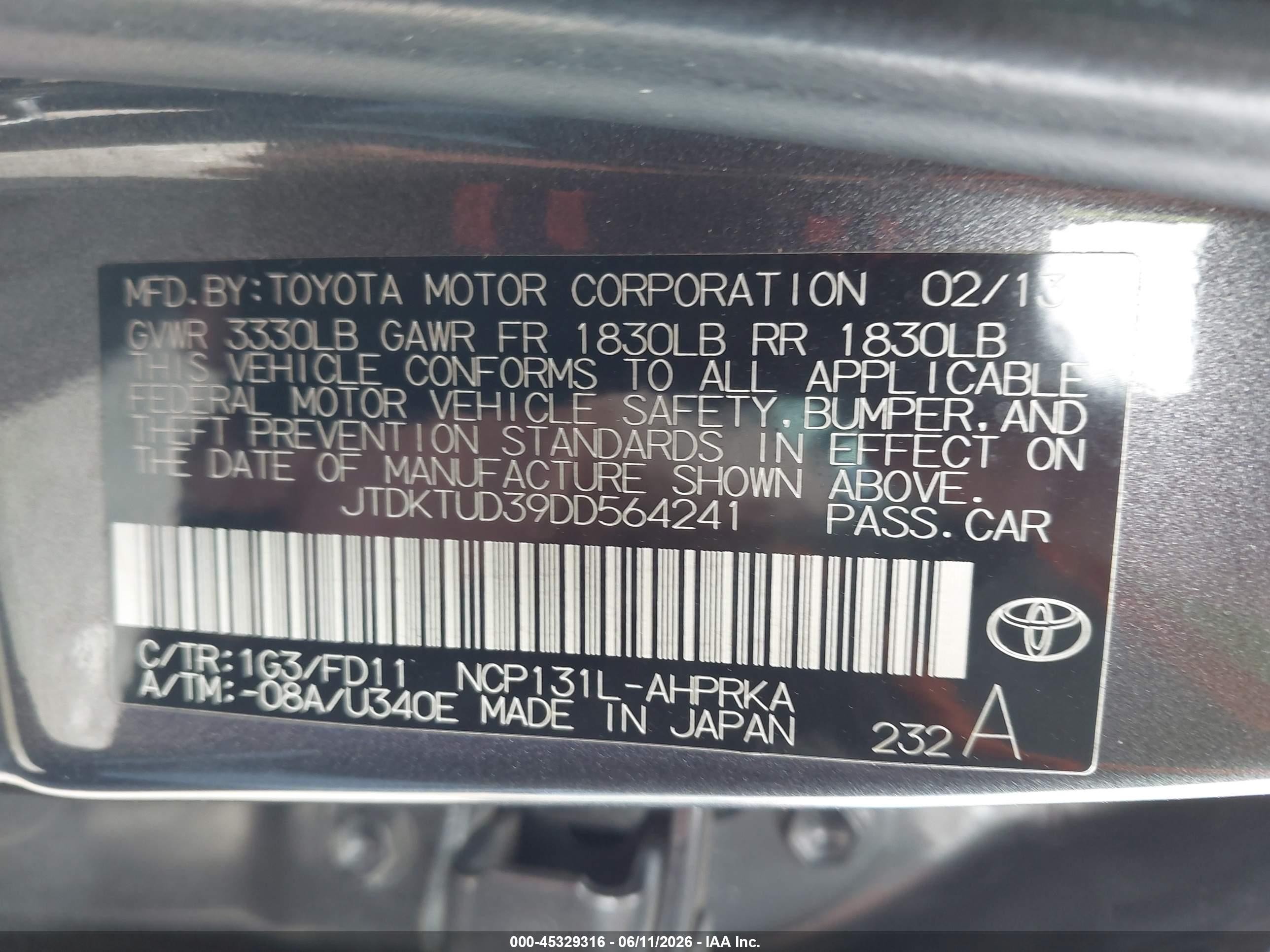 2013 Toyota Yaris Se Gray vin: JTDKTUD39DD564241